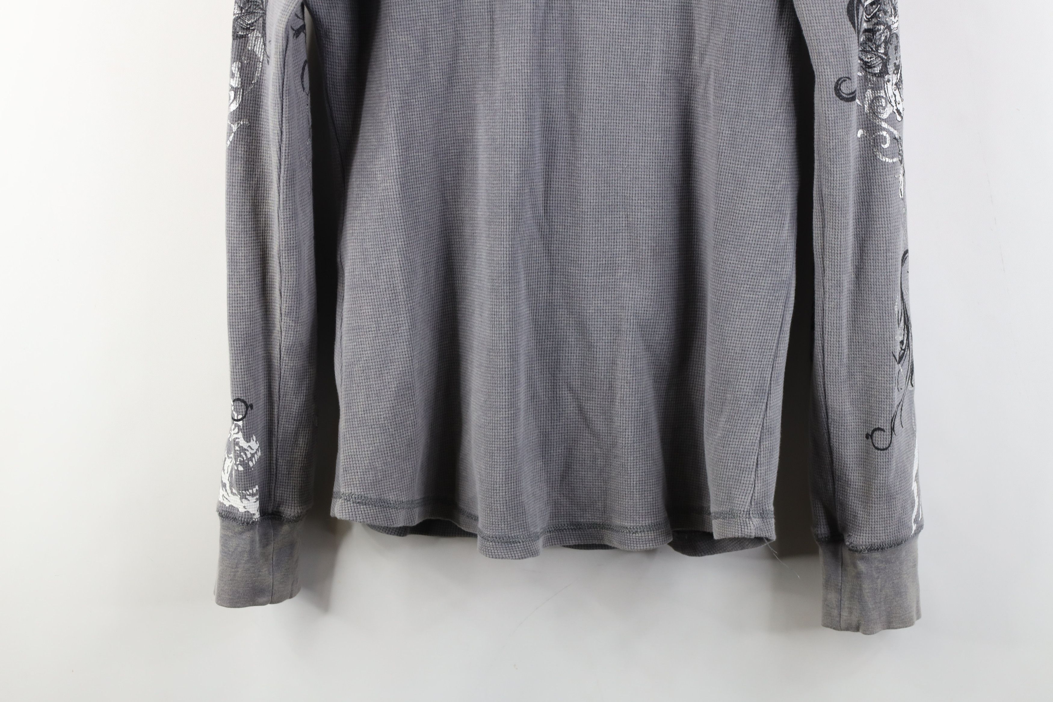 Harley Davidson Vintage Y2K Harley Davidson Flower Thermal Knit Hoodie Gray Size M / US 6-8 / IT 42-44 - 16 Thumbnail