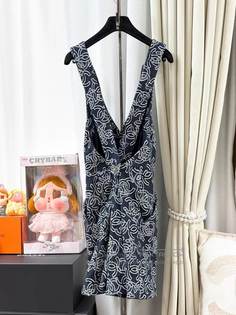 Chanel Chanel 22S show dark blue full print double C full print f Size XS / US 0-2 / IT 36-38 - 2 Thumbnail