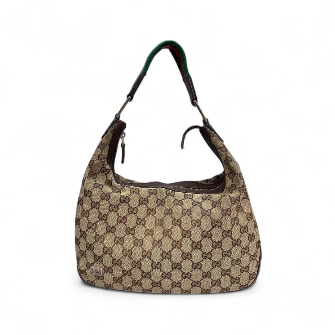 Gucci Gucci - Hobo Handbag Shoulder Bag Monogram Brown Leather GG Size ONE SIZE - 1 Thumbnail