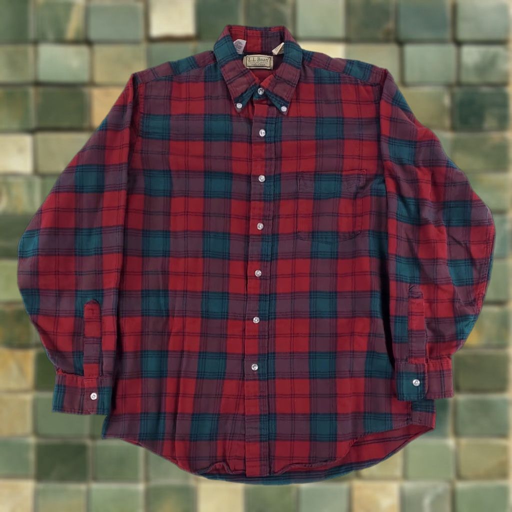 Vintage VINTAGE LL Bean Flannel Button-Down Shirt Plaid Red Green Made USA Mens M Size US M / EU 48-50 / 2 - 1 Thumbnail