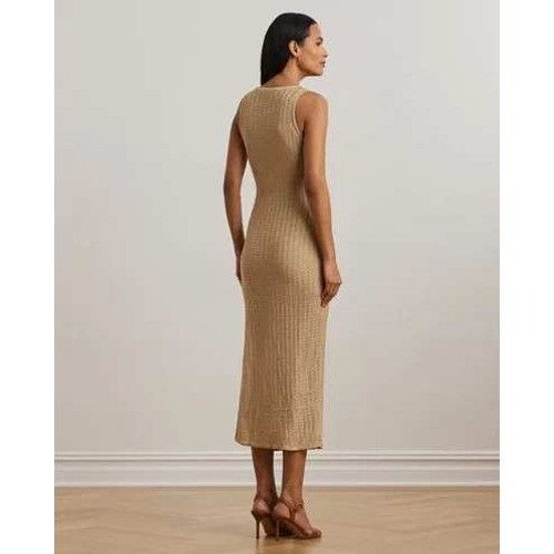 Lauren Ralph Lauren LRL Ralph Lauren Tan Crochet Sleeveless Midi Dress Womens L Size L / US 10 / IT 46 - 20 Thumbnail