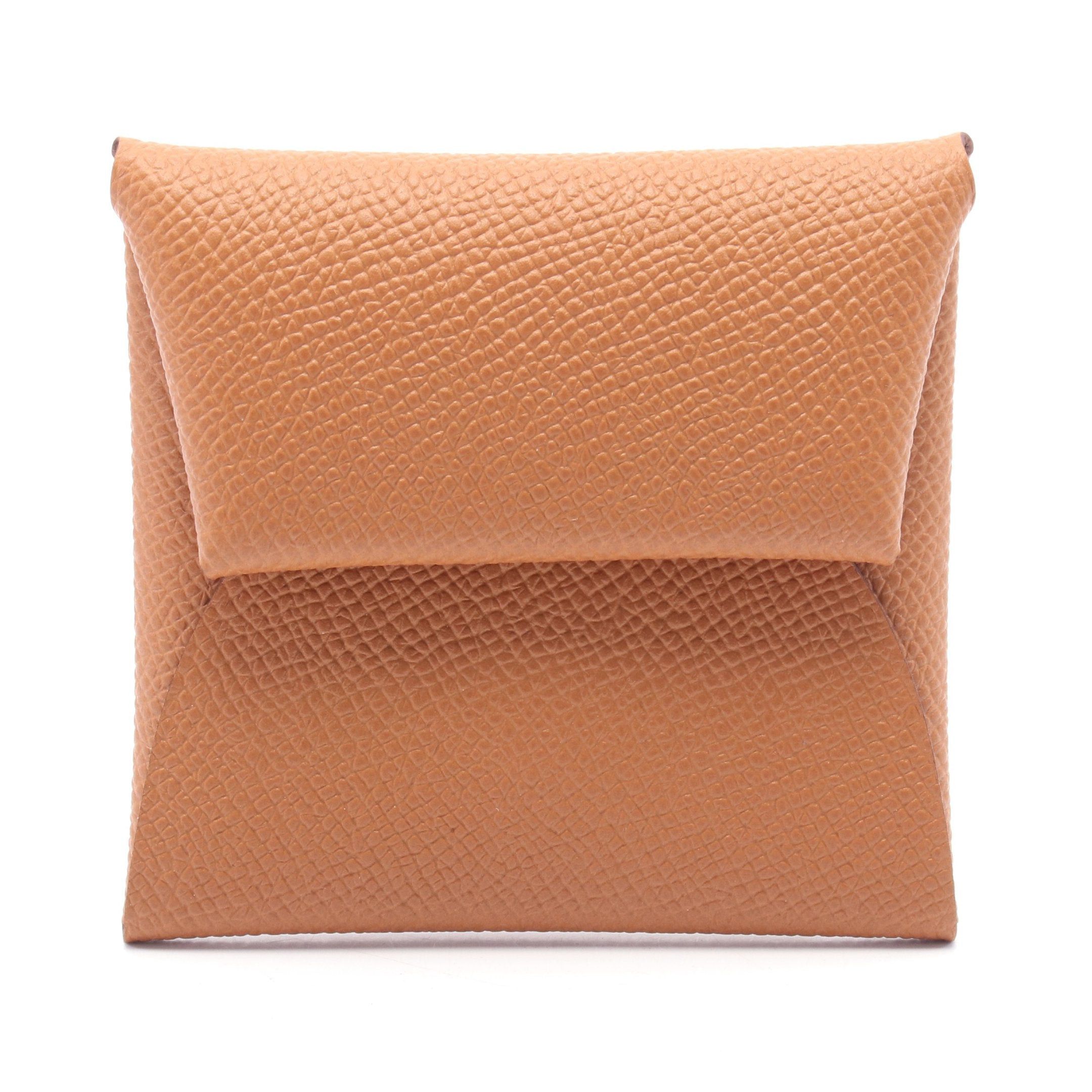 Hermes Bastia Gold Coin Purse Veau Epsom Brown Silver Hardware B Stamp, Women's