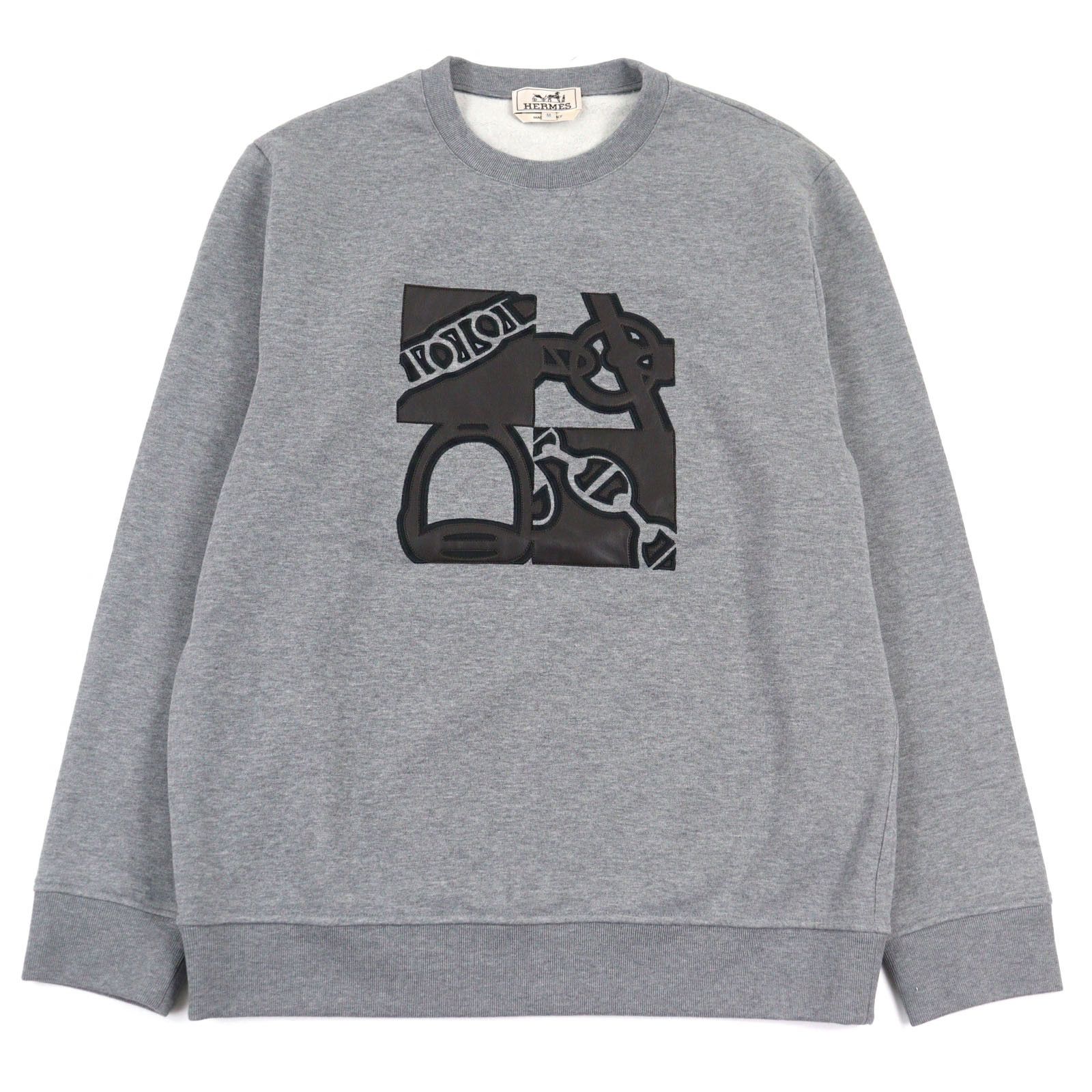 Hermes Hermes Metallerie au Carre Leather Patch Sweatshirt Leather Sweatshirts & Hoodies DUTY FREE for USA