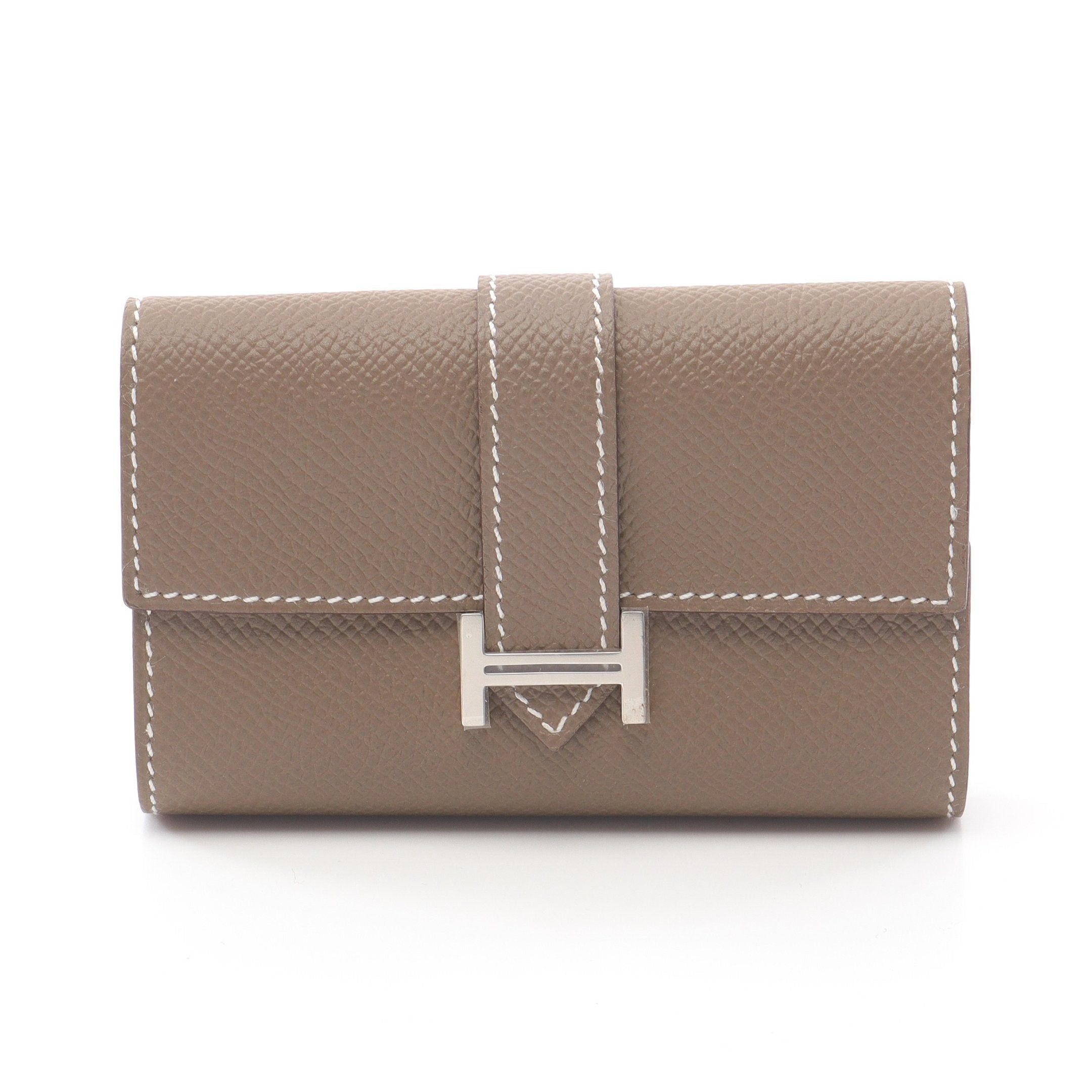 Hermes Hermes Bearn Etoupe Key Case Veau Epsom Gray Brown Silver Hardware 4 Ring Chain Double Engraved Size ONE SIZE - 1 Thumbnail