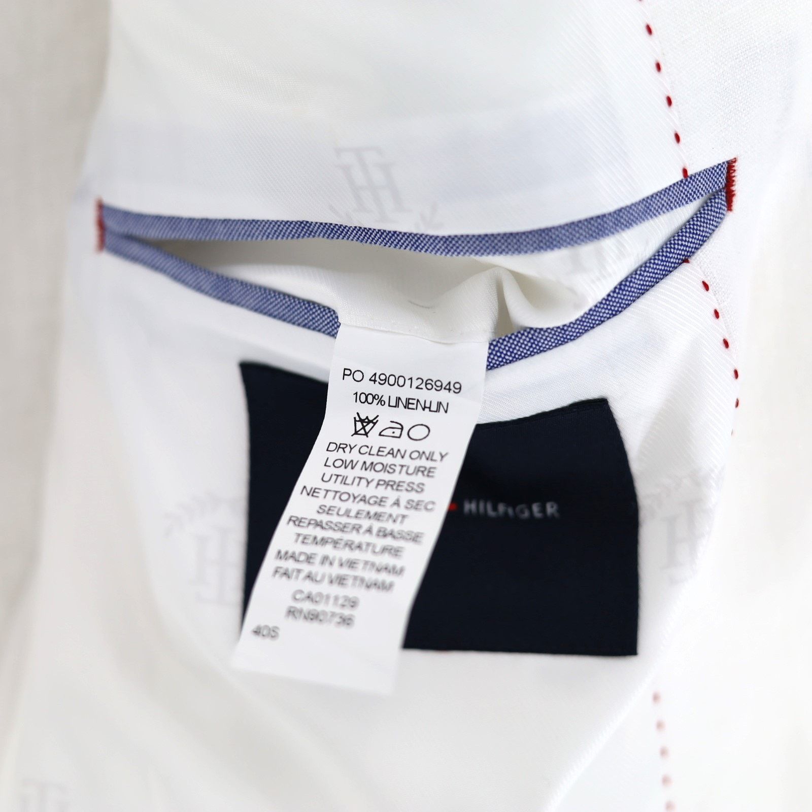 Tommy Hilfiger Tommy Hilfiger Men's White Linen Modern Suit Jacket Size 40S Size 40S - 6 Thumbnail