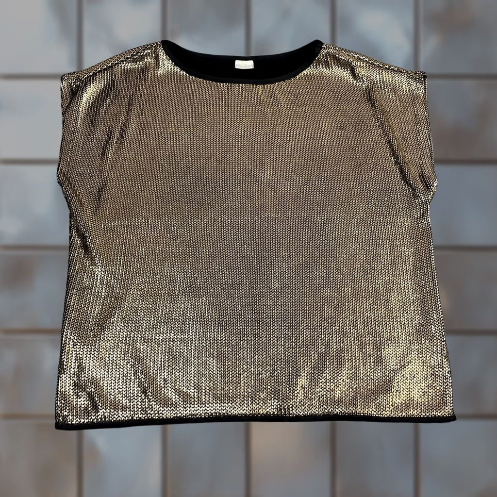 Yves Saint Laurent VINTAGE Yves Saint Laurent Womens Top Gold Sequins 70s Oversized 14 UK14-16 70s Luxury Saint Laurent Top Womens Gold Sequins 70s Oversized 14 UK14-16 Size XL / US 12-14 / IT 48-50 - 1 Thumbnail
