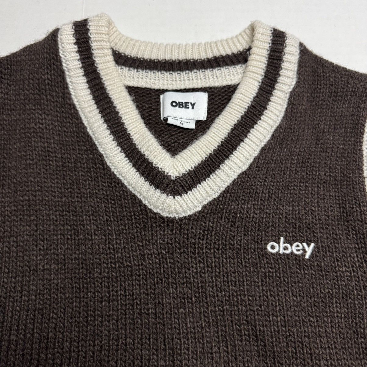 Obey Obey Wool Blend Alden Sweater Vest In Brown W/ Contrast Trim Size US M / EU 48-50 / 2 - 4 Thumbnail