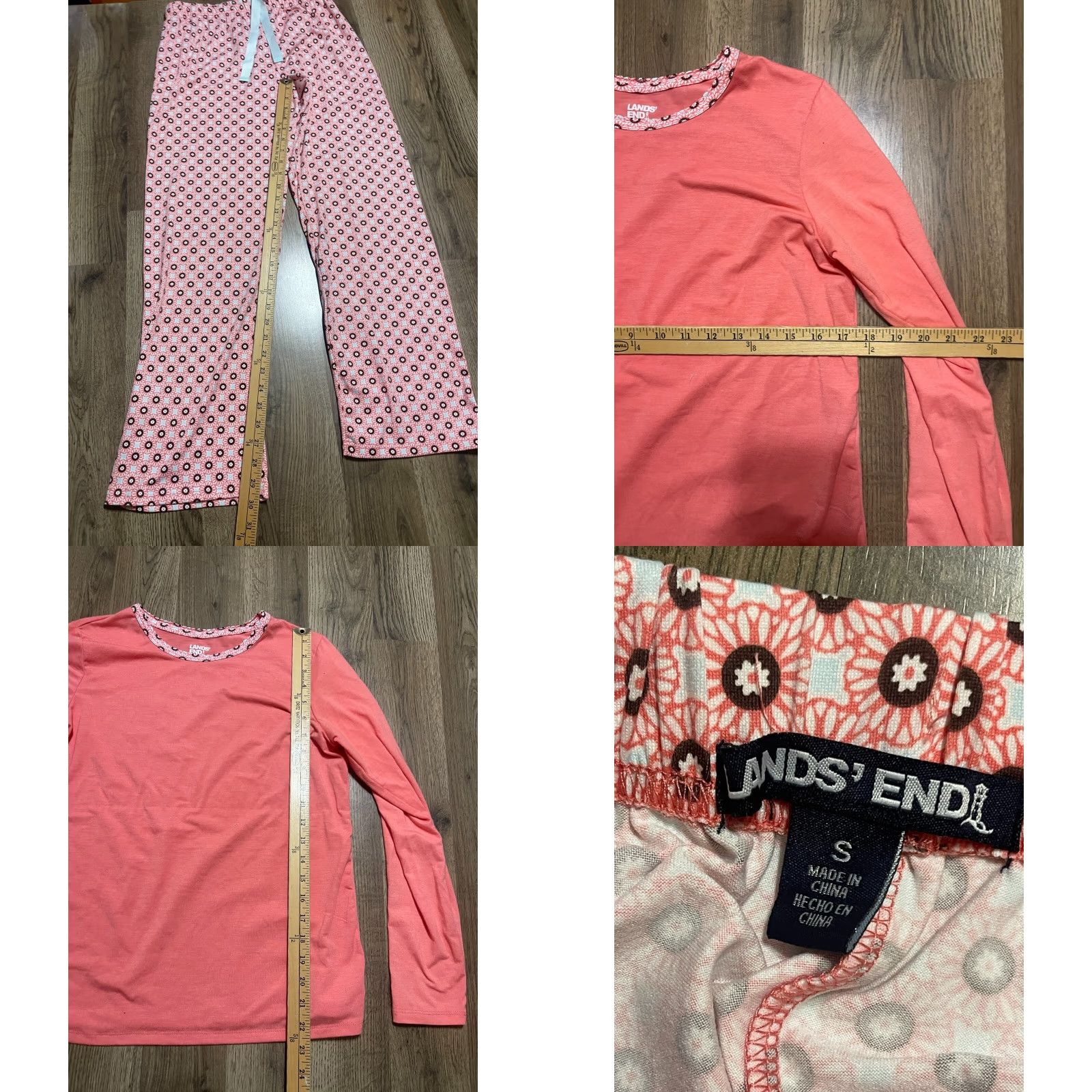 Lands' End Lands' End Pajama Set Womens Small Long Sleeve Pull On Multicolor Pink Black White Size S / US 4 / IT 40 - 8 Thumbnail
