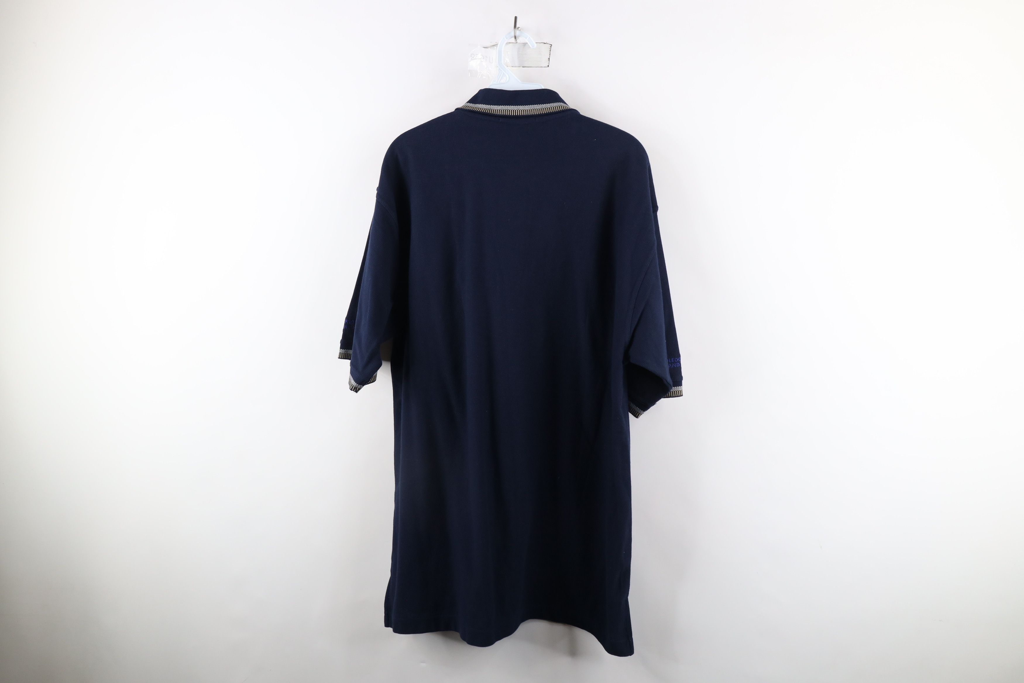 Vintage Deadstock Vintage 90s Streetwear Waffle Knit Polo Shirt Blue Size US L / EU 52-54 / 3 - 10 Thumbnail
