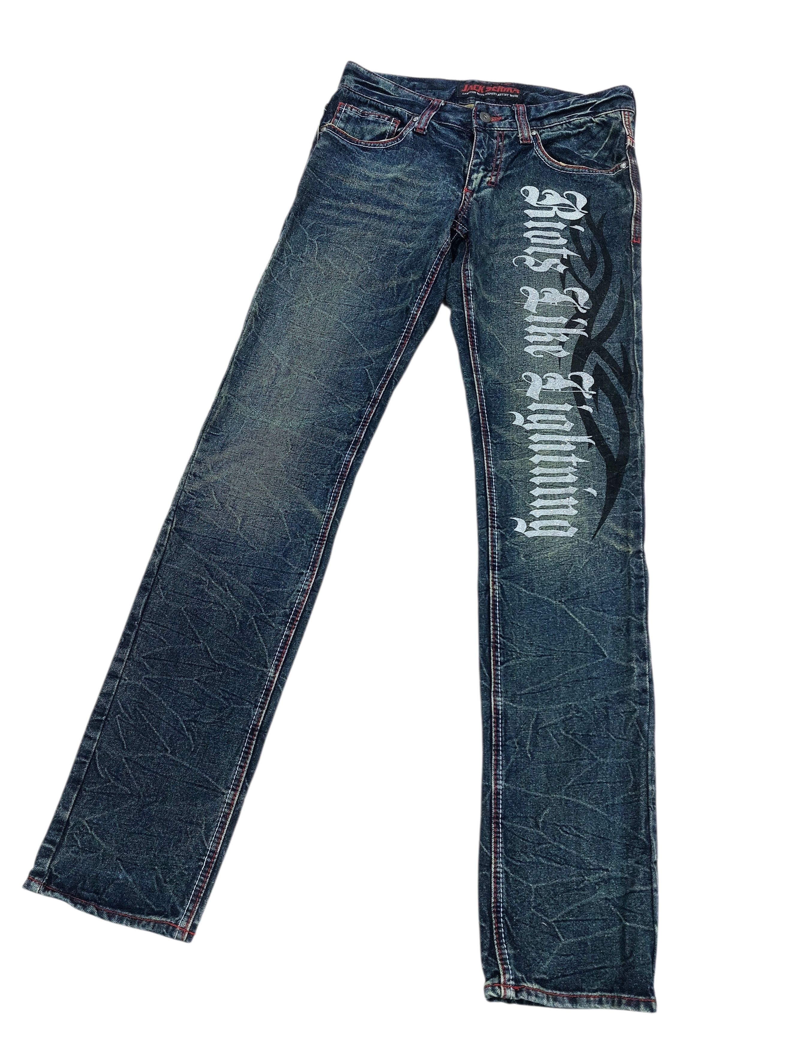 Vintage Jack Serika Japan Riots Like Lightning Tattoes Jeans Size US 30 / EU 46 - 2 Thumbnail
