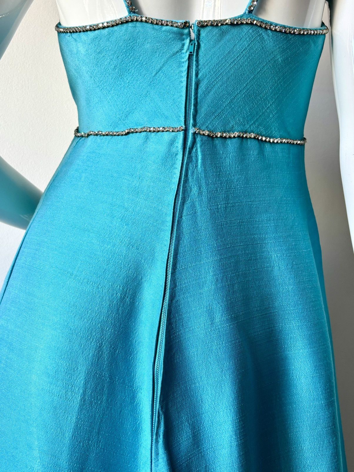 Other Asua blue Vintage Silk dress couture Size S / US 4 / IT 40 - 11 Thumbnail