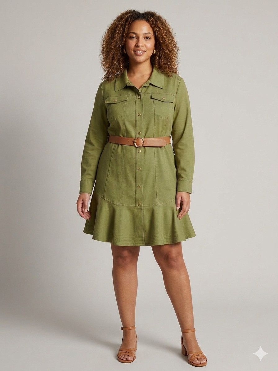 Karen Millen NWT Karen Millen Plus Size Dress Khaki Green 18 Size XXL / US 16-18 / IT 52-54 - 1 Thumbnail