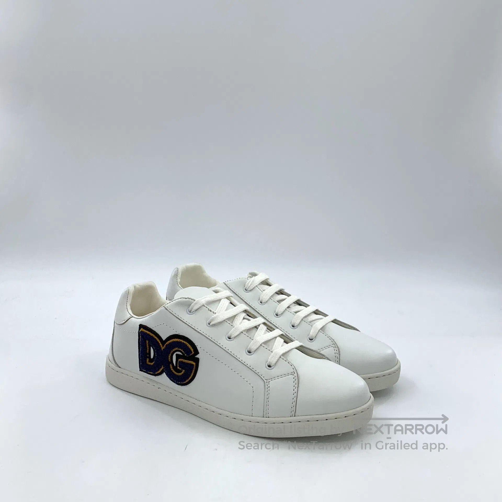 Dolce & Gabbana Dolce Gabbana White Logo Letter Flock Lace-Up Casual Flat Size US 7.5 / IT 37.5 - 2 Thumbnail