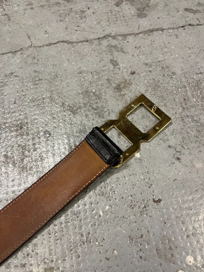 Dolce & Gabbana 2000s Dolce & Gabbana Golden DG Brown Leather Belt Size ONE SIZE - 7 Thumbnail