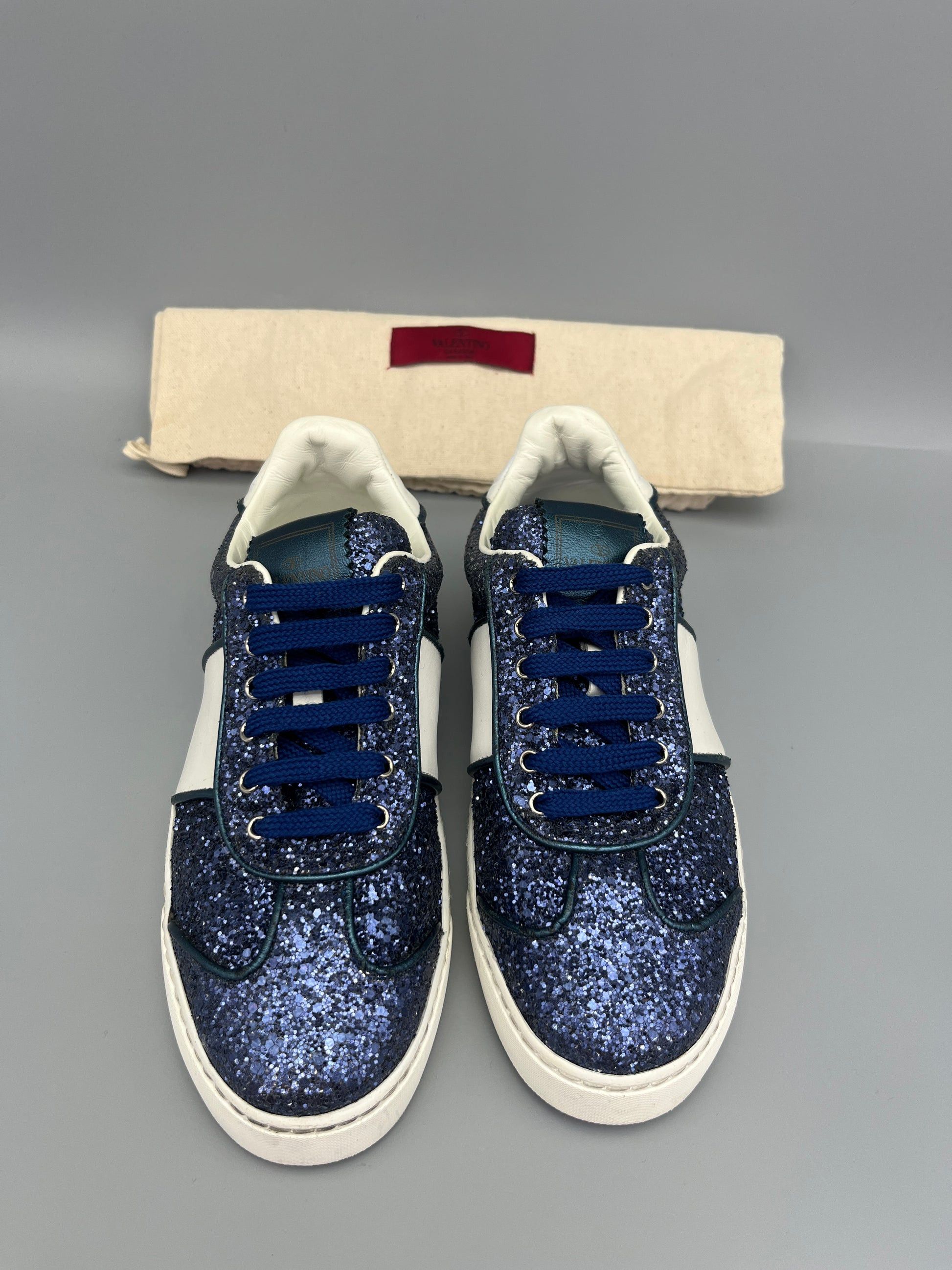 Valentino Valentino Garavani Flycrew Sneaker Blue Glitter EU35.5 Size US 5 / IT 35 - 2 Thumbnail