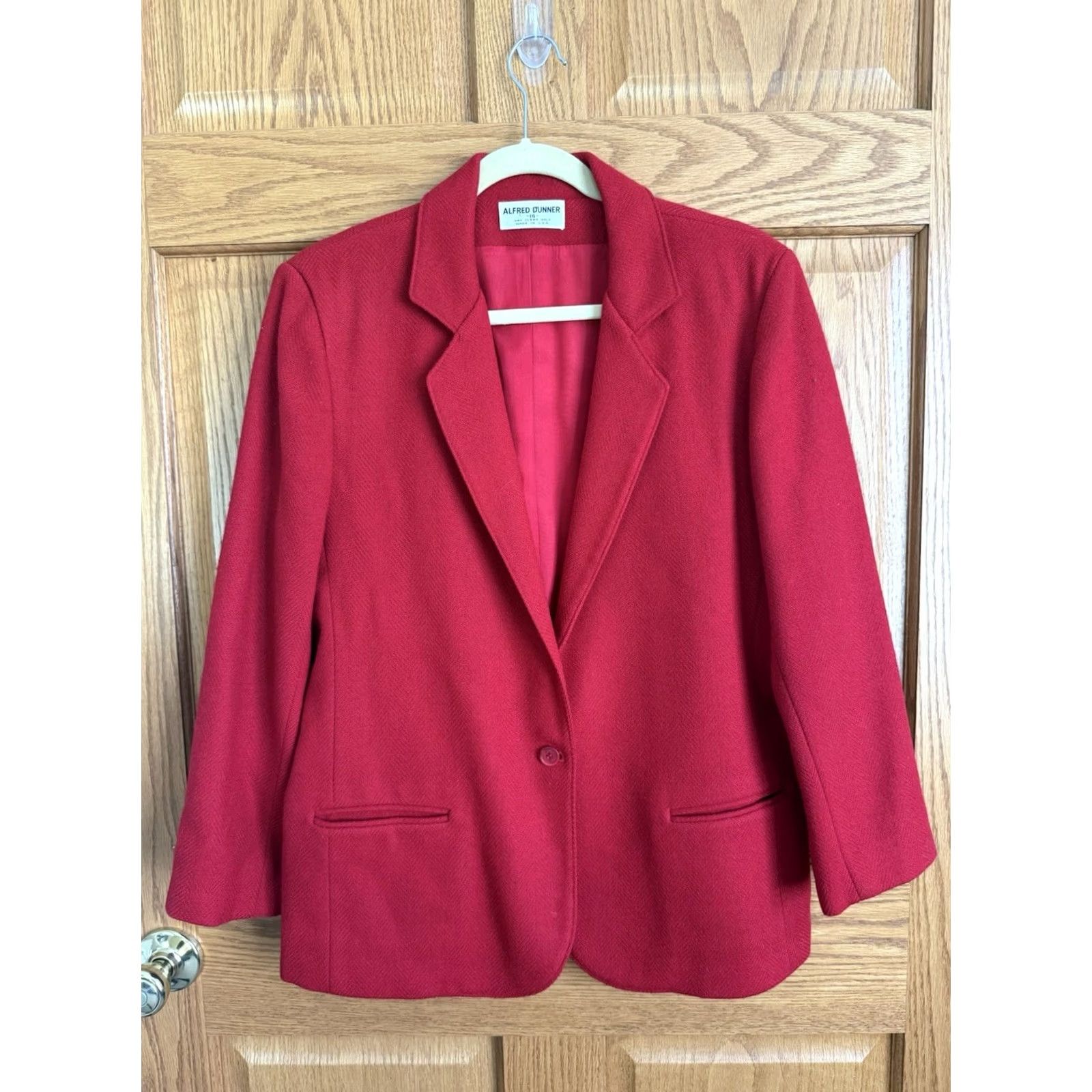 Vintage VINTAGE Alfred Dunner Red Blazer Jacket Size 16 Large Classic Wool 1990s Y2K Women Size XXL / US 16-18 / IT 52-54 - 2 Thumbnail
