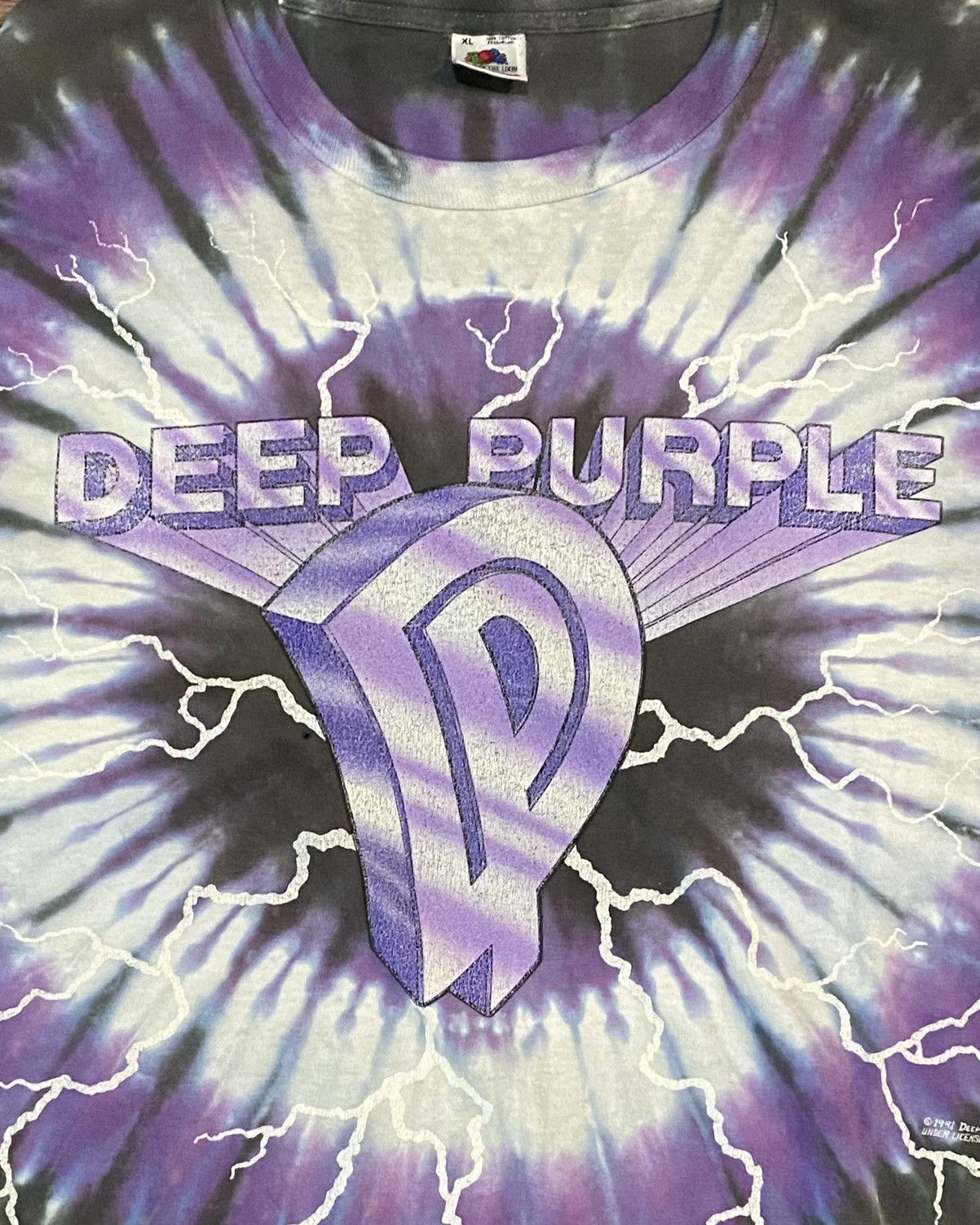 Fruit Of The Loom Tshirt Vintage Deep Purple 1991 Slaves And Masters Thunder Size US XL / EU 56 / 4 - 5 Thumbnail