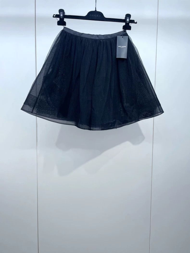 Saint Laurent Paris Saint Laurent Paris size 34 Black mesh fluffy skirt Size 42" / US 20 - 1 Thumbnail