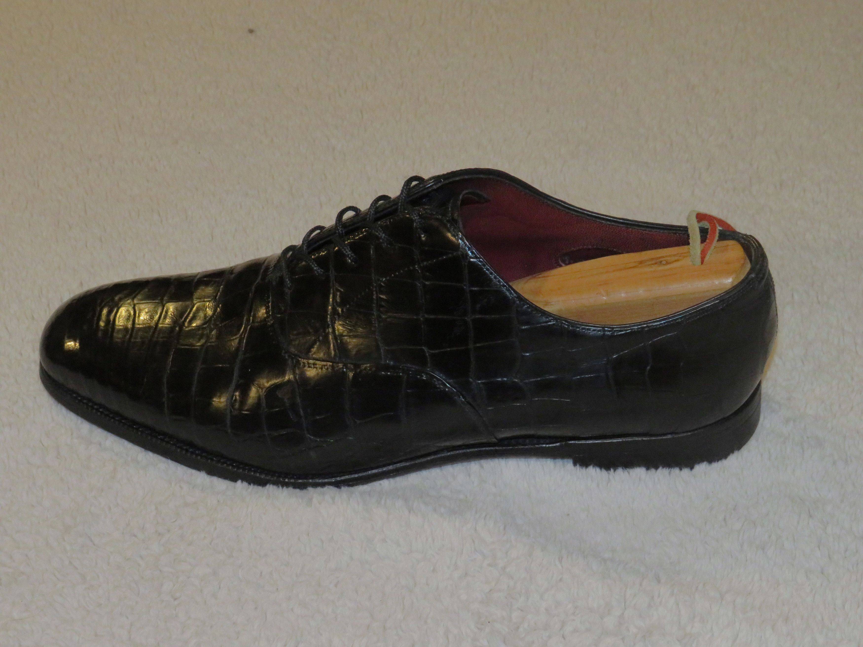 Edward Green × Ralph Lauren Purple Label Black Crocodile Leather Derby 9.5/10 Size US 10 / EU 43 - 3 Thumbnail