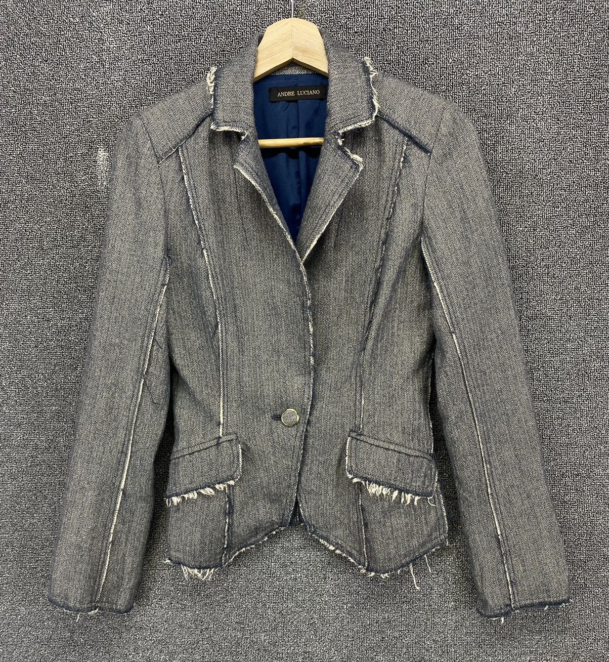 image of Vintage Andreluciano Punk Style Wool Coat Jacket in Grey, Women's (Size Small)