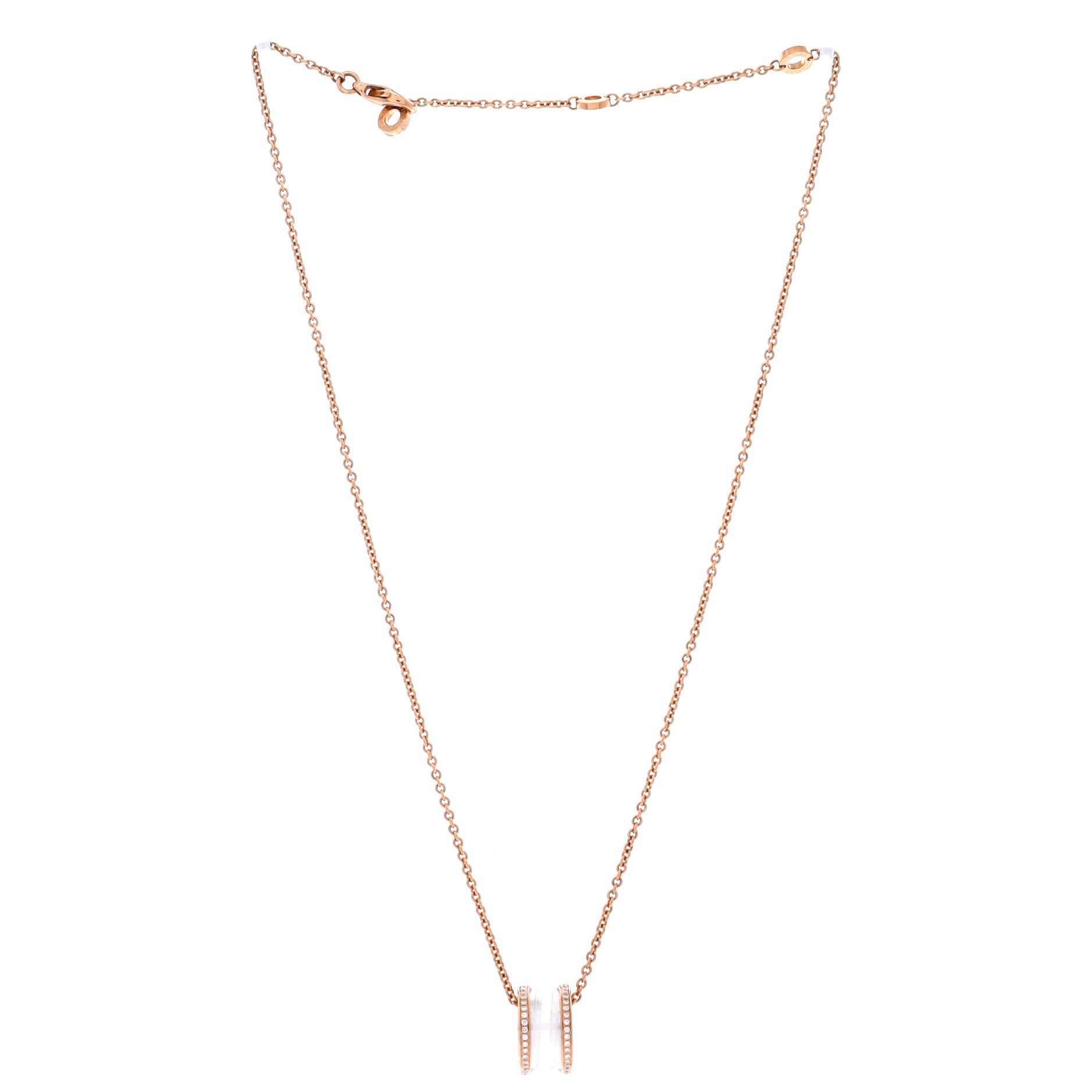 B.Zero1 Pendant Necklace 18K Rose Gold and Ceramic with Diam