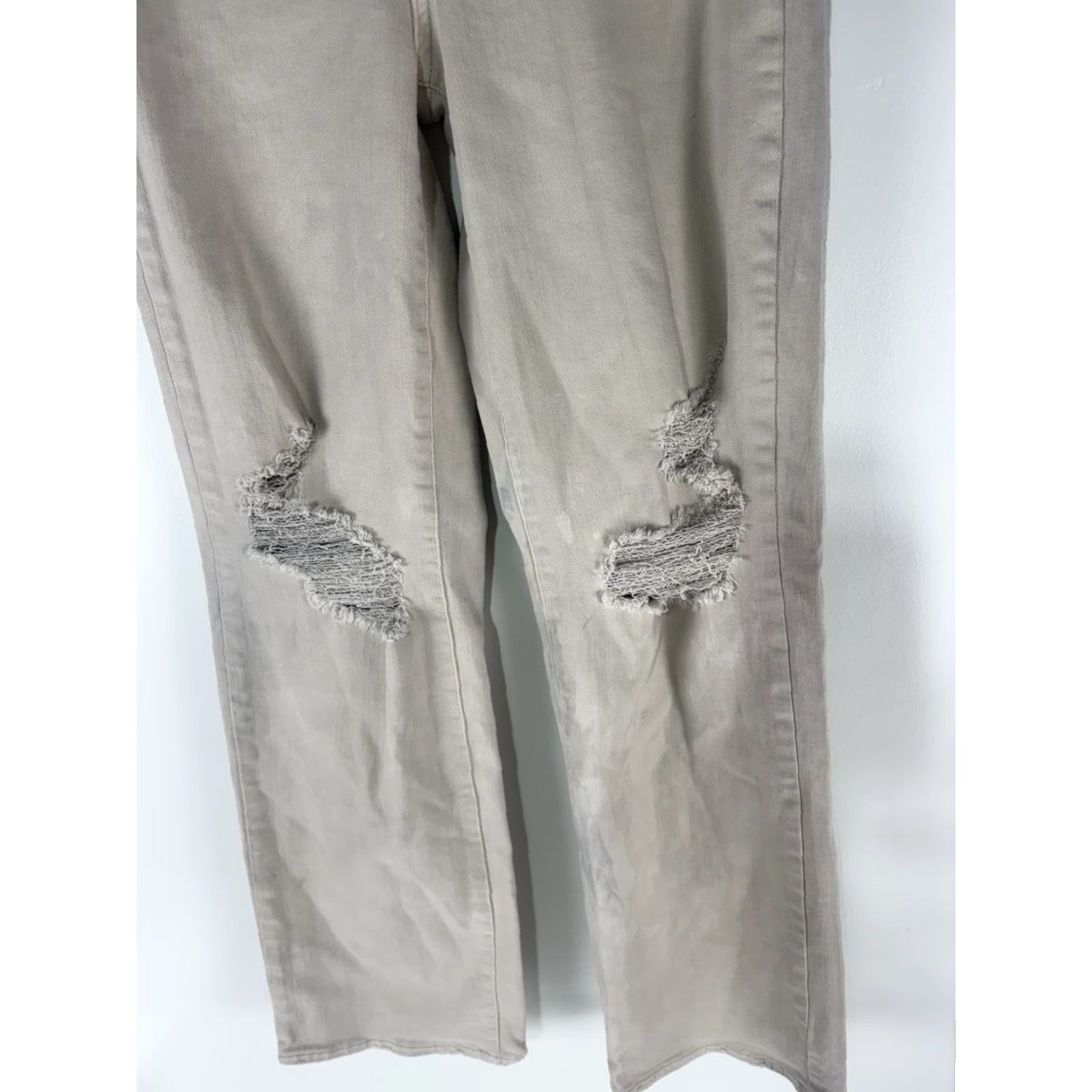 Vintage Judy Blue Jeans Beige Wash Distressed Wide-Leg Womens 27 Jeans Wide-Leg 5-Pocket Denim Cotton Polyester Spandex Retro Bohemian Hipster Size 27" / US 4 / IT 40 - 4 Thumbnail