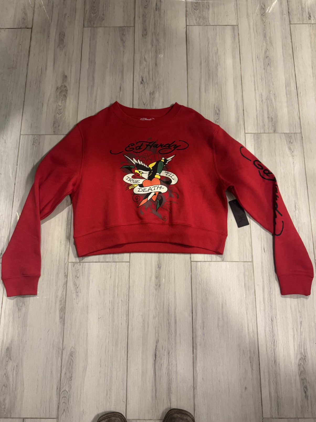 Ed Hardy Ed Hardy True Til Death Cropped Crewneck Size L / US 10 / IT 46 - 1 Thumbnail