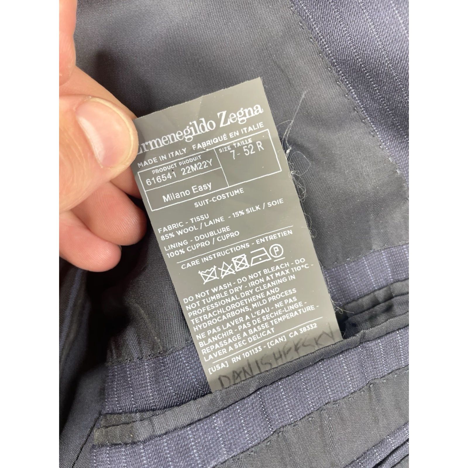 Ermenegildo Zegna Ermenegildo Zegna Blazer Wool Silk Navy Pinstripe 42R EU/42R US Two-Button Notch Lapel Double-Vented Regular Men Single-Breasted Linen? Size 42R - 6 Thumbnail