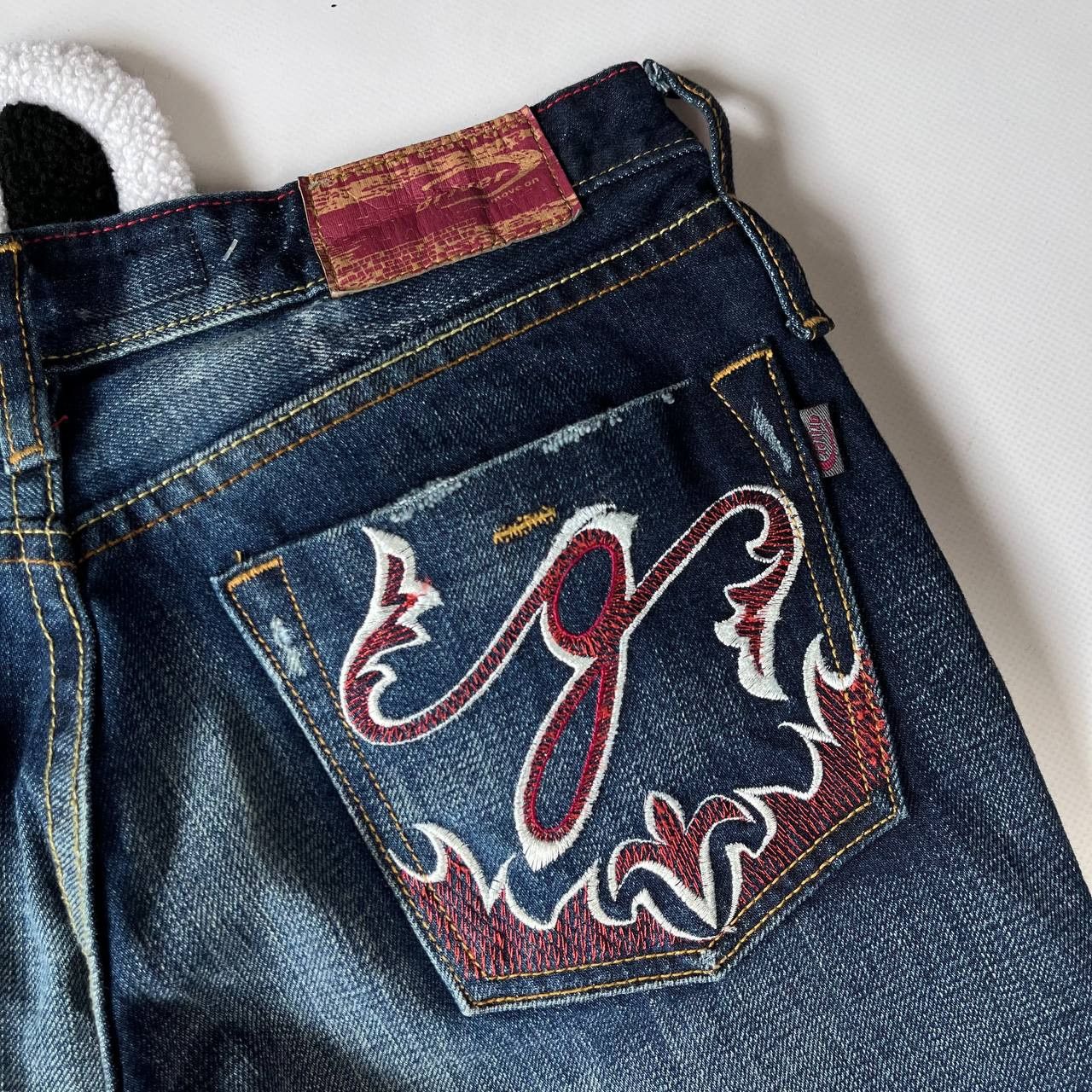 Japanese Brand × Vintage Flared Bootcut Jeans Big Logo Y2K Size 27 Size 29" - 4 Thumbnail
