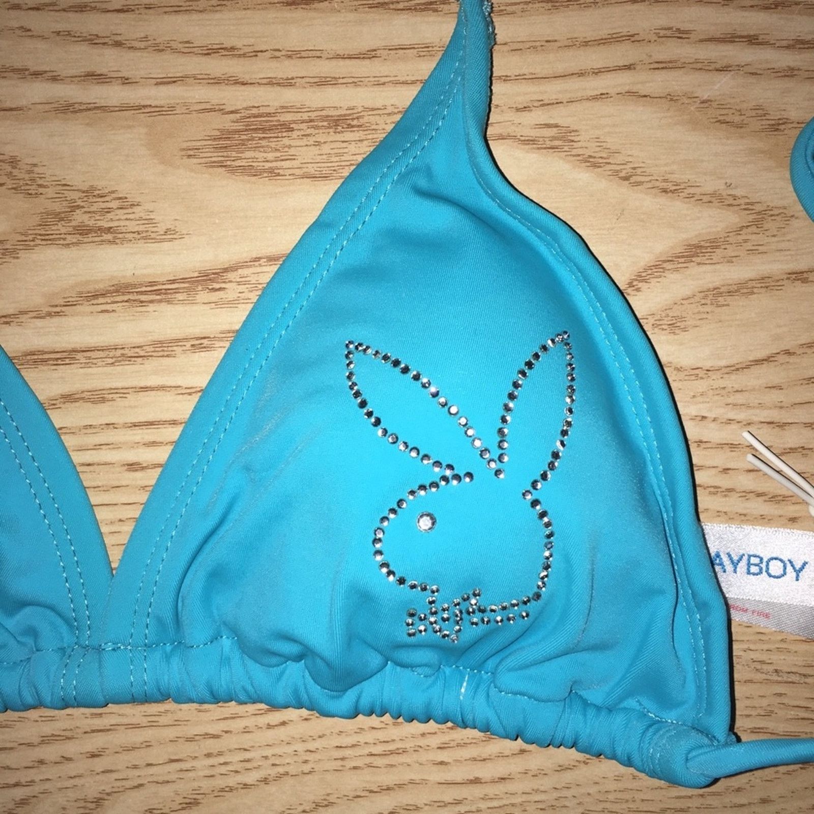 Playboy New 2pc Vintage Playboy Thong Bikini Swimsuit Diamonds Large Size ONE SIZE - 8 Thumbnail