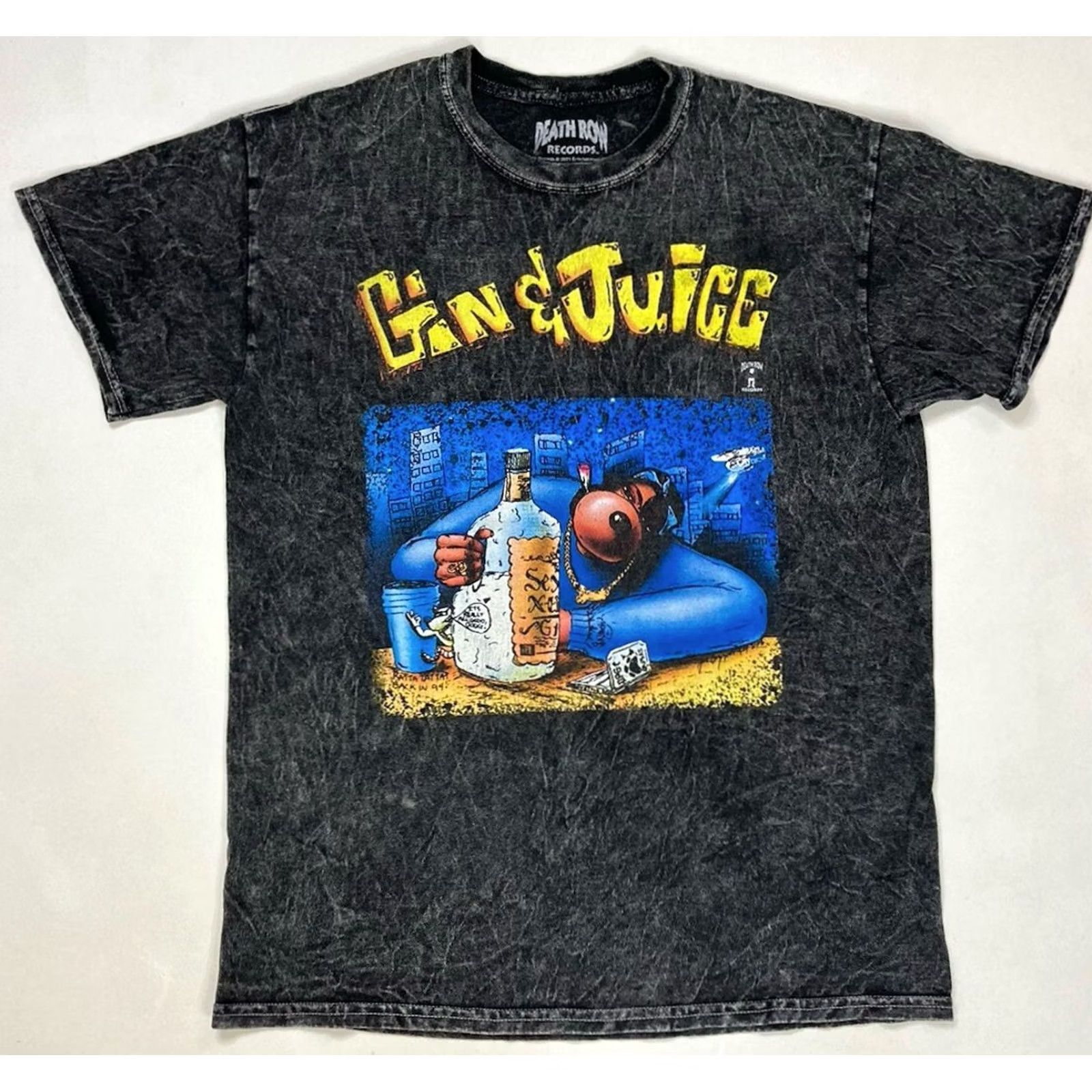 Vintage VINTAGE Death Row Snoop Dogg Gin & Juice Graphic T-shirt Men Small Black Acid Wash Ragged Size US S / EU 44-46 / 1 - 2 Thumbnail