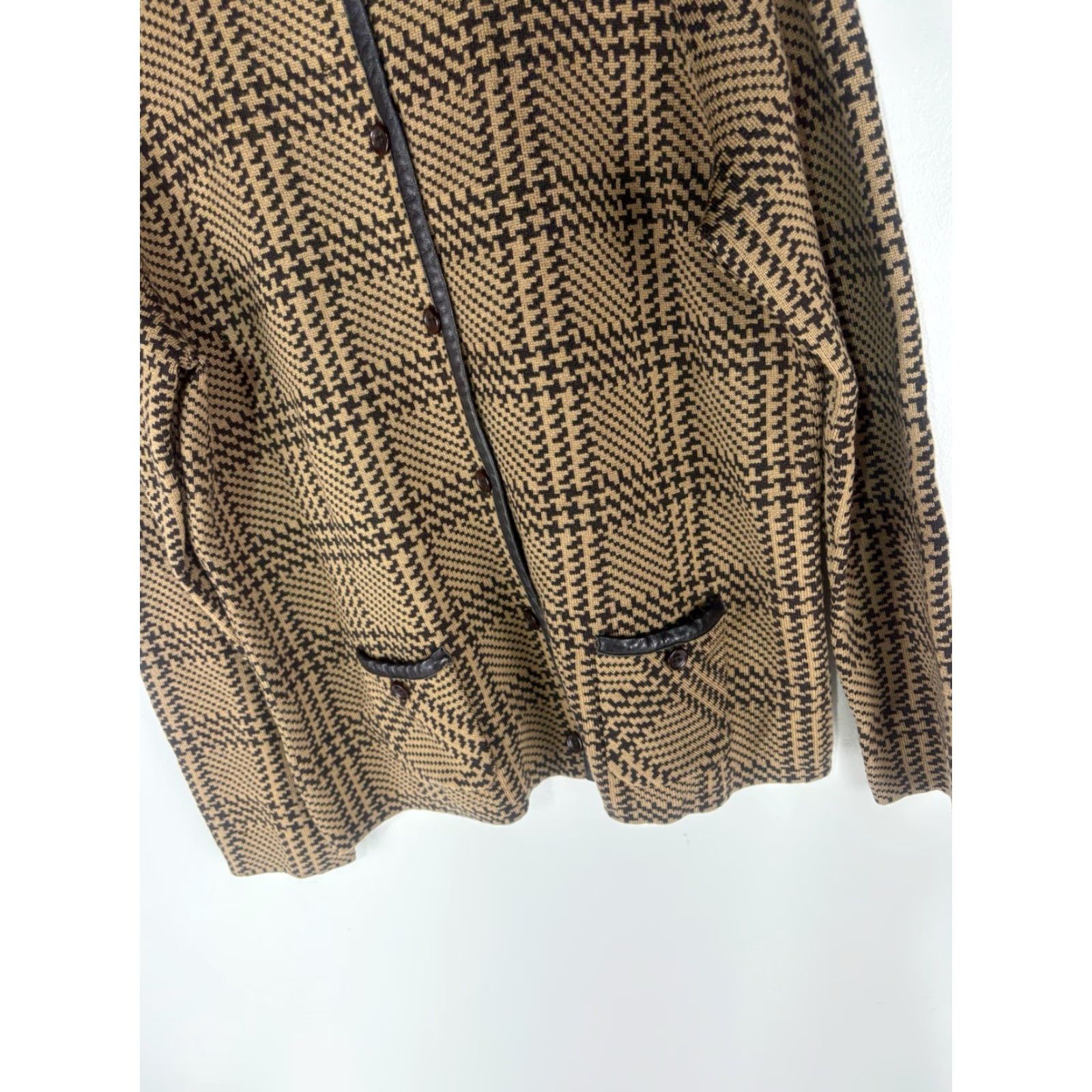 Pendleton Pendleton Women's Cardigan Sweater 100% Merino Wool Leather Buttons Fall Winter Spring Brown Tan XL Size XL / US 12-14 / IT 48-50 - 3 Thumbnail