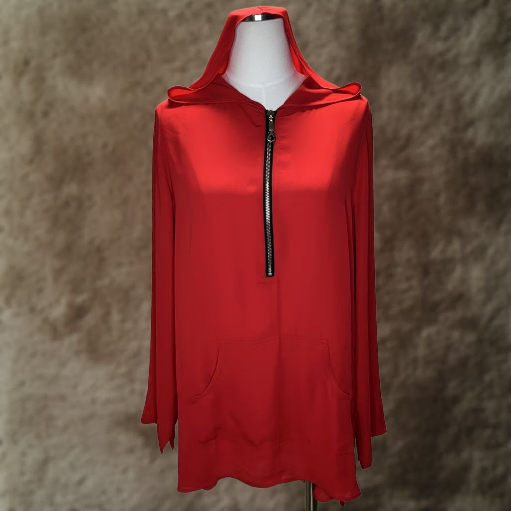 Soft Surroundings Soft Surroundings Hoodie Blouse Women's L Red Solid Knit Zip Oversized Casual Sleeve Pockets 90s Preppy Retro Blouse Womens Size L / US 10 / IT 46 - 1 Thumbnail