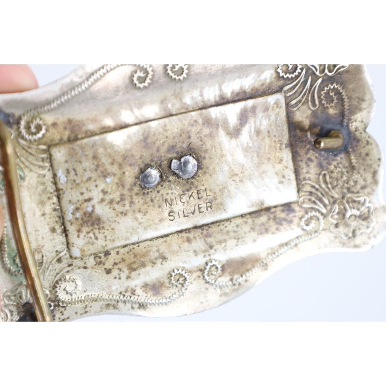Vintage Vintage 70s Rockabilly Flower Bucking Horse Belt Buckle Size ONE SIZE - 7 Thumbnail
