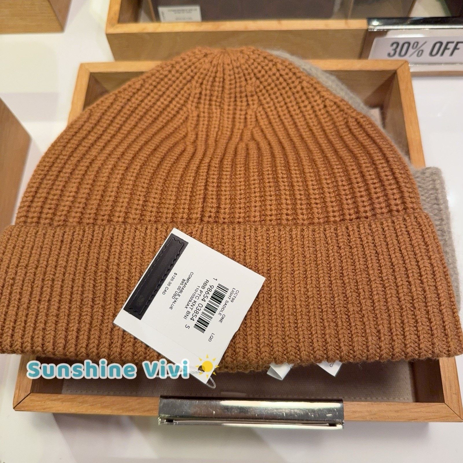 Coach NWT Coach Knit Beanie Rubber Patch Light Saddle 100% Wool Size ONE SIZE - 4 Thumbnail