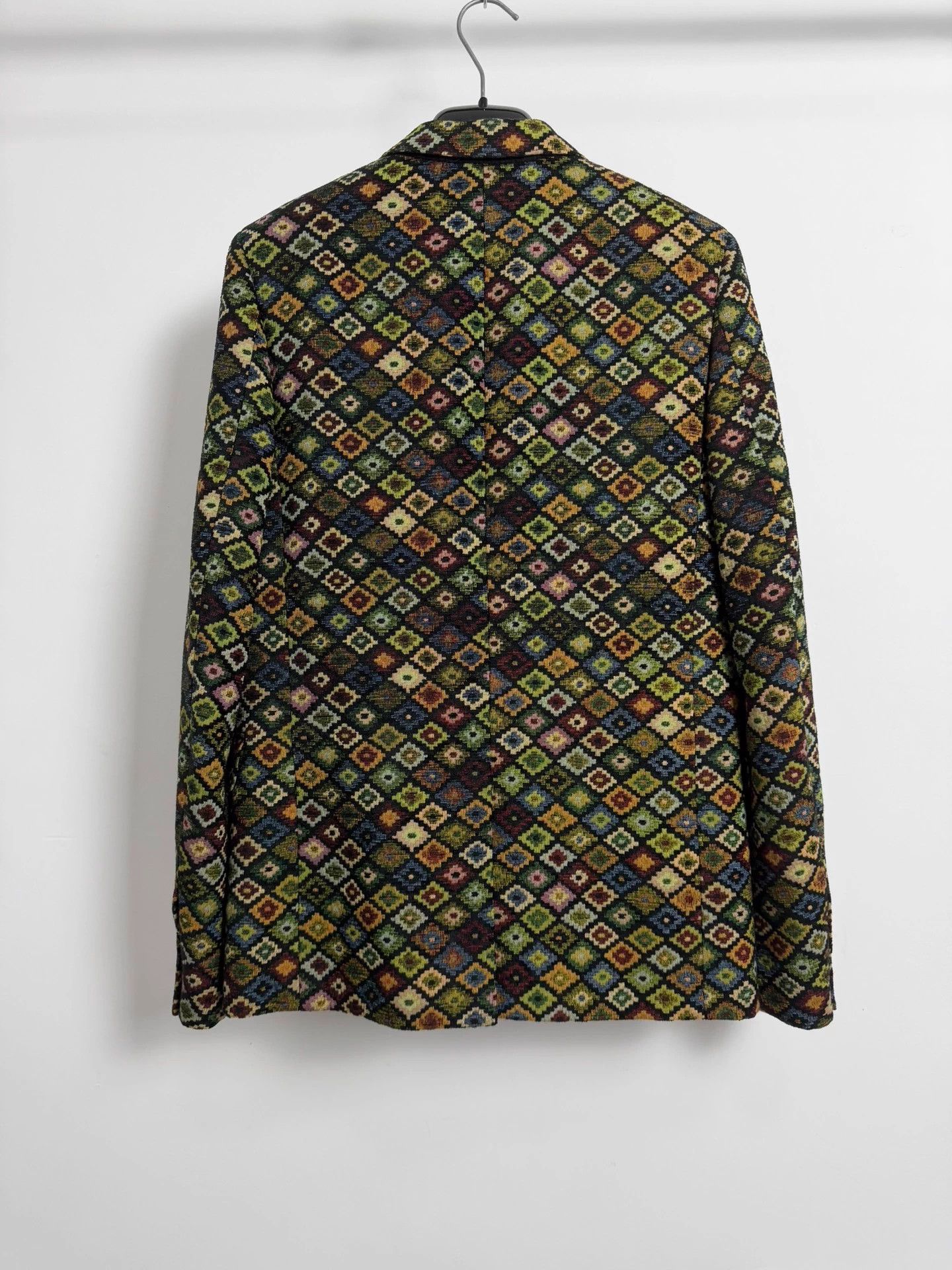 Saint Laurent Paris SLP 15ss Kilim Geometric Diamond Color Jacquard Blazer 44 Size 44R - 2 Thumbnail