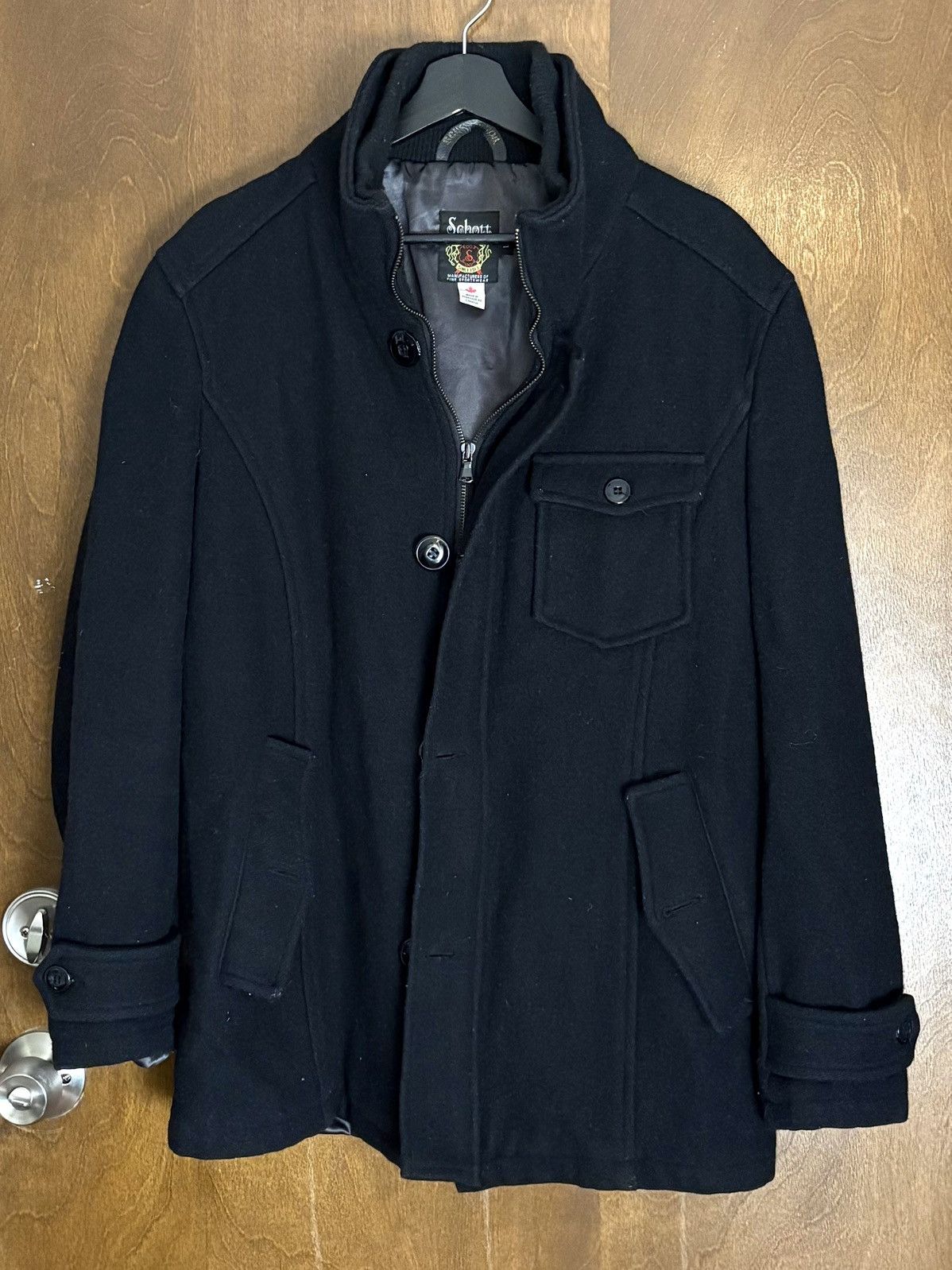 Schott Schott NYC Black Lined Wool Field Jacket Made In Canada Size US L / EU 52-54 / 3 - 1 Thumbnail