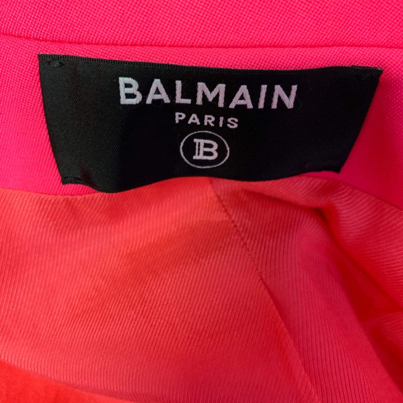Balmain BALMAIN Size M Pink Neon Wool Double Breasted Coat Size M / US 6-8 / IT 42-44 - 5 Thumbnail