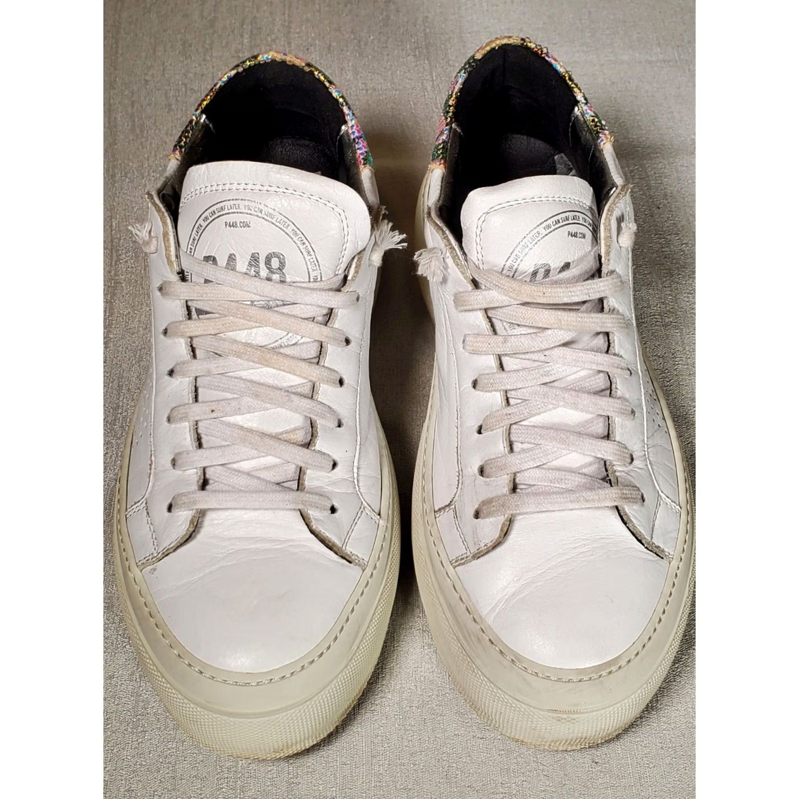 P448 P448 Sneakers Womens White Louise Rainbow Snake Embossed Logo Platform Women Size US 10 / IT 40 - 6 Thumbnail