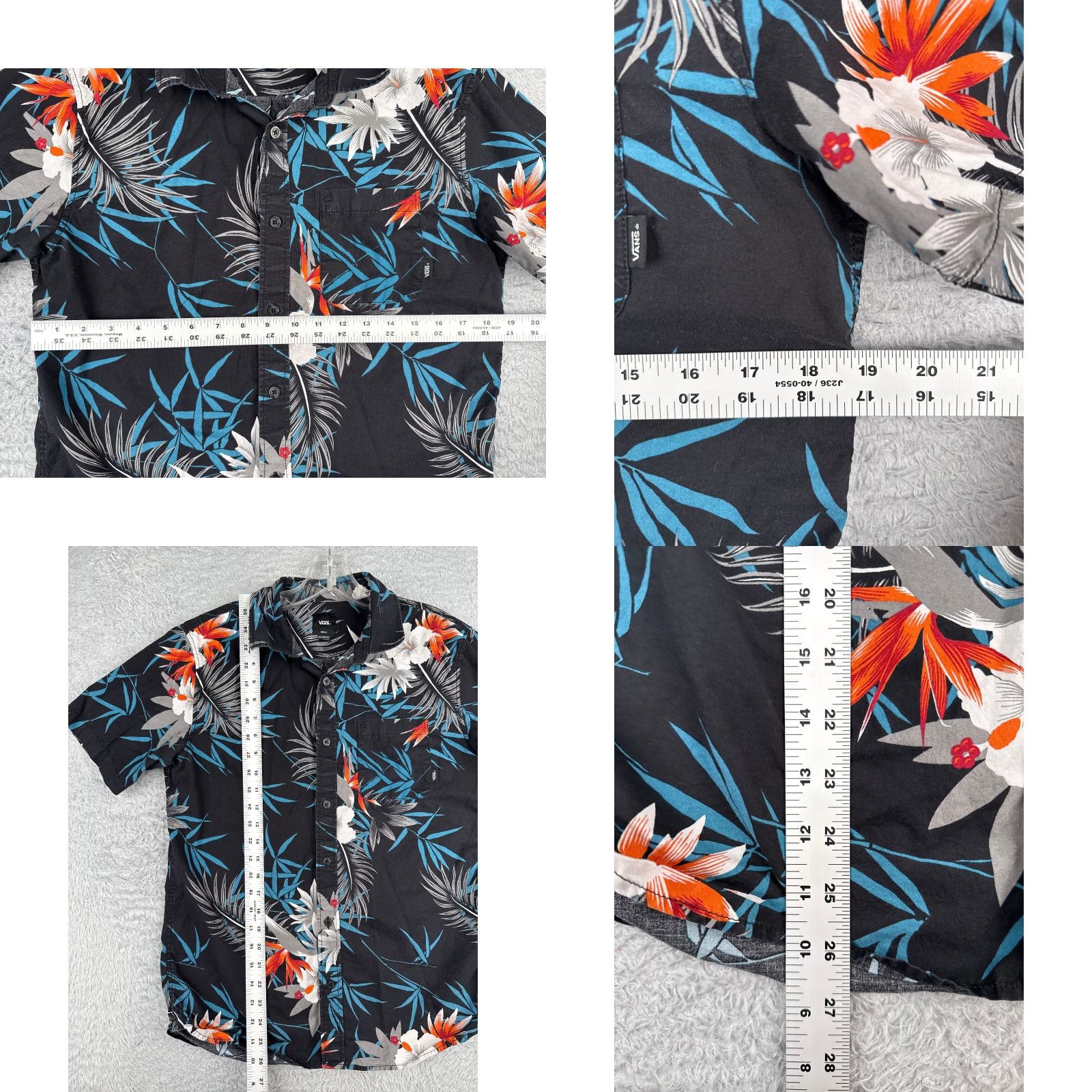 Vans VANS Shirt Men Adult Small Black Floral Leaf Hawaiian Button Up Cotton Mens Size US S / EU 44-46 / 1 - 8 Thumbnail