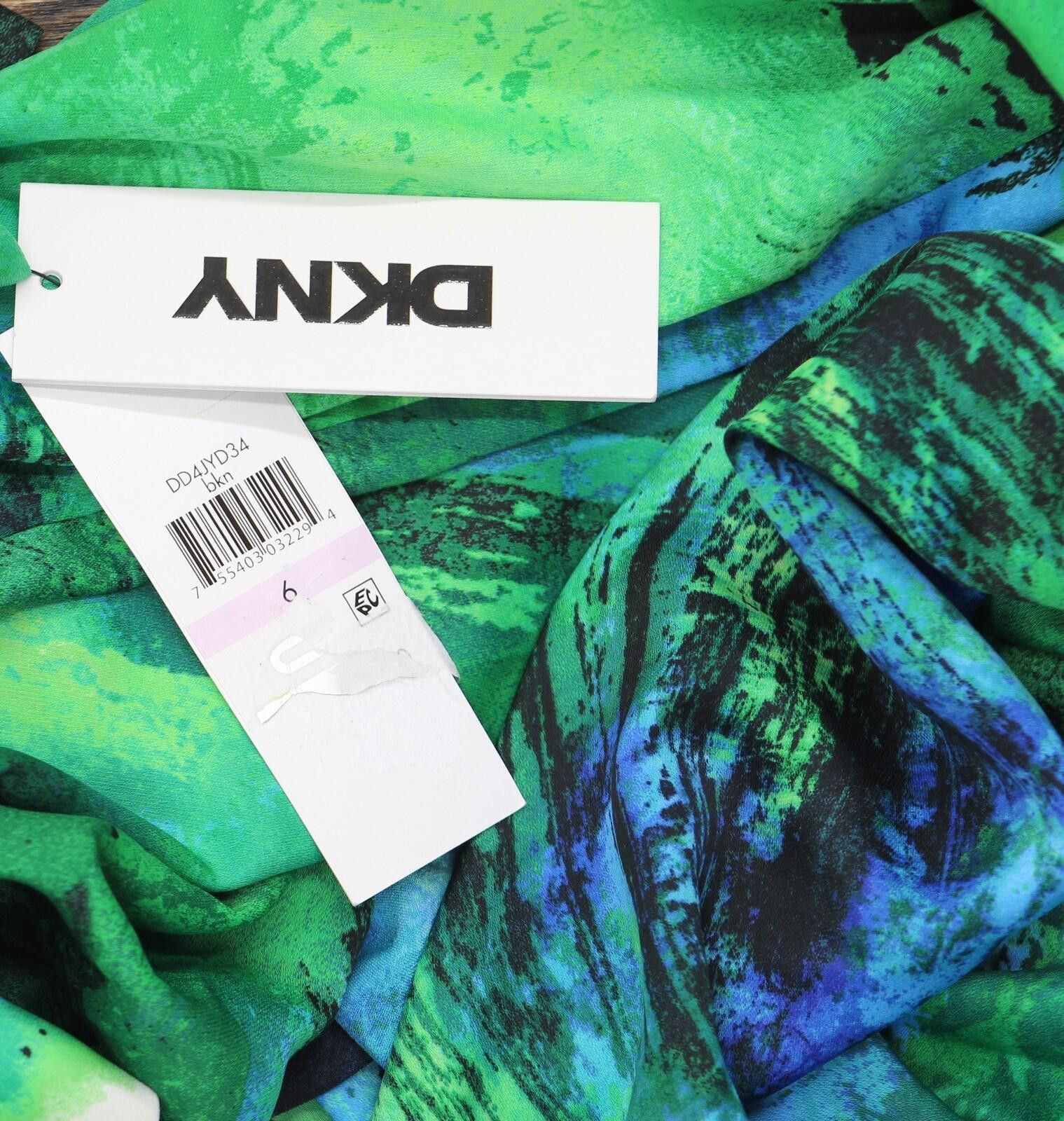 DKNY Nwt Dkny Tie V Neck Tulip Hem Midi Dress Black / Green 6 Size M / US 6-8 / IT 42-44 - 3 Thumbnail