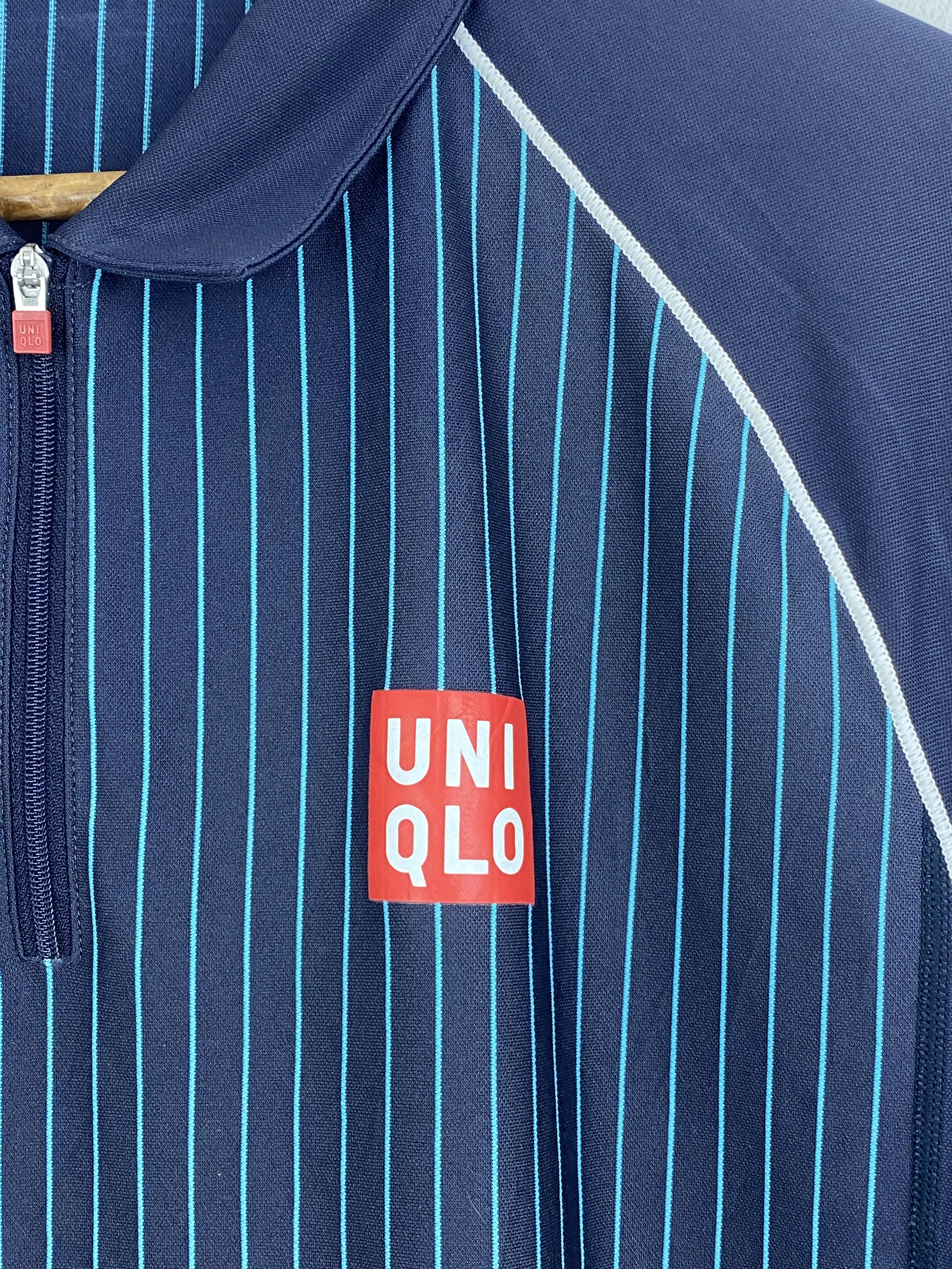 Uniqlo × Vintage Vintage Uniqlo Worker Half Zipper Striped Collar Tee TA0596 Size US L / EU 52-54 / 3 - 7 Thumbnail