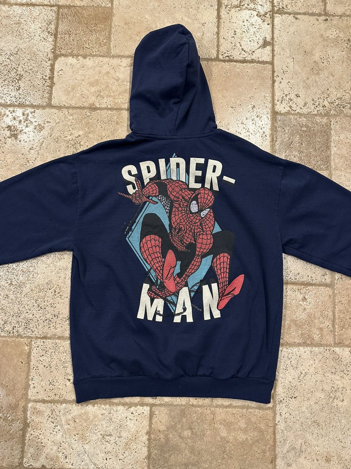 Marvel Comics Vintage Marvel Spiderman Web Pullover Navy Hoodie Size US L / EU 52-54 / 3 - 8 Thumbnail