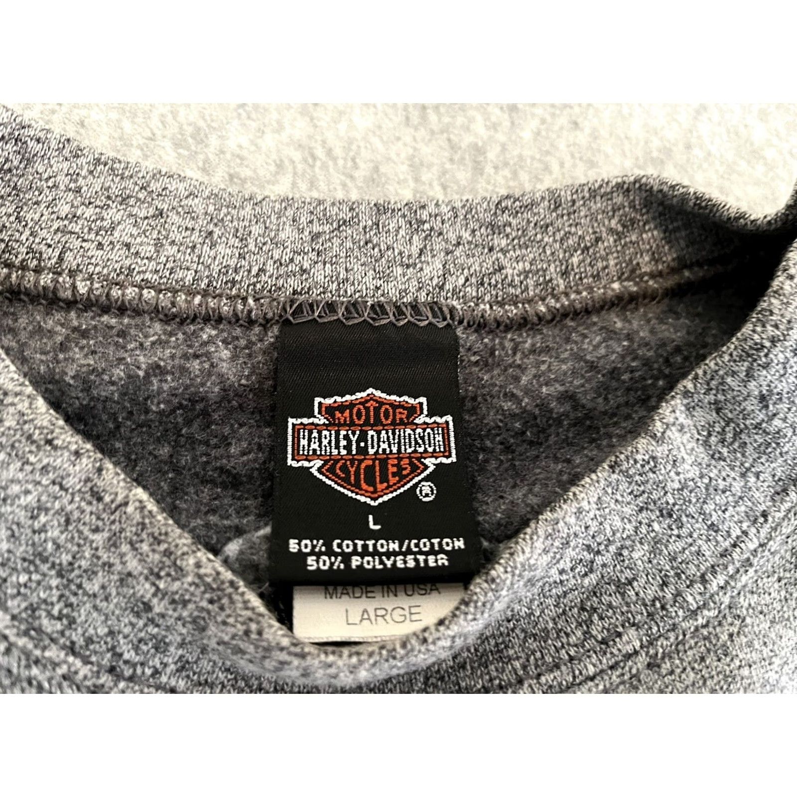 Harley Davidson VINTAGE Harley-Davidson Gray Sweater Men L Crew Neck Pullover Cotton Blend Dated Temecula Holoubek Made In USA Size US L / EU 52-54 / 3 - 3 Thumbnail