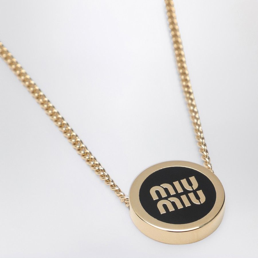 Miu Miu o1d2blof0924 Size: OS / Metal Necklace Logo in Gold & Black Size ONE SIZE - 4 Thumbnail