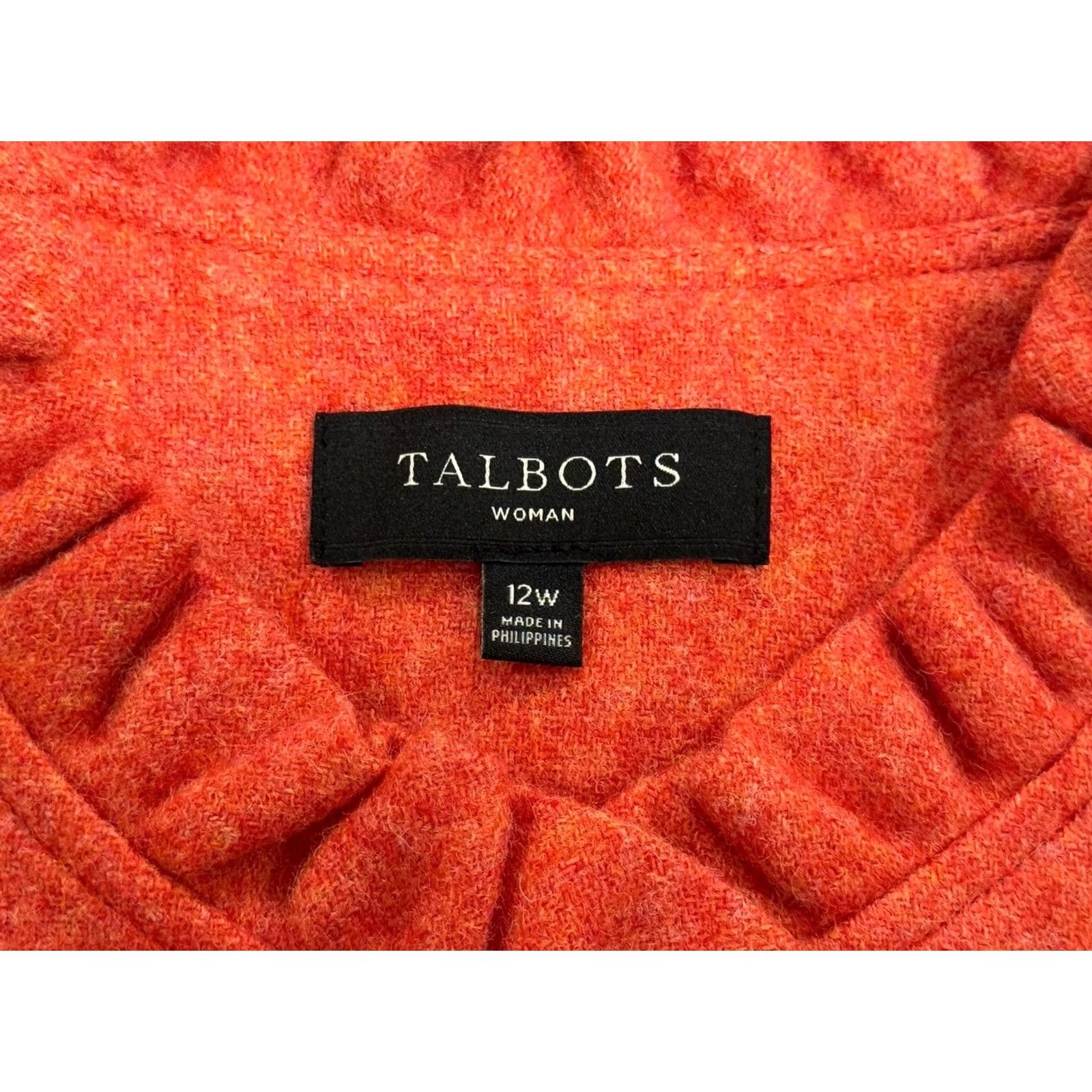 Talbots Talbots Orange Jacket Ruffled Collar Gold Button Long Sleeve Size 12W Women Size XL / US 12-14 / IT 48-50 - 4 Thumbnail