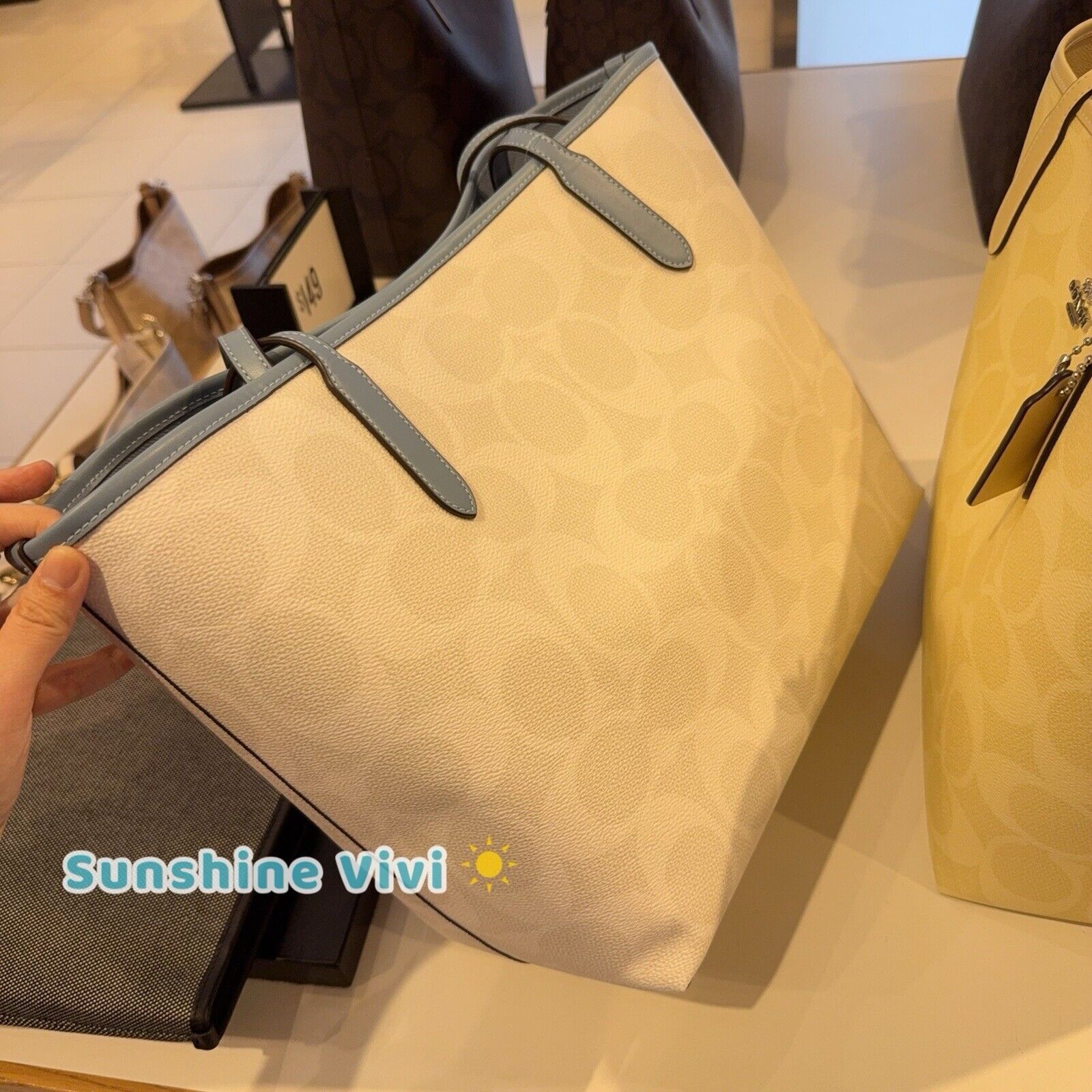 Coach NWT COACH City Tote Bag Coach Graphic CY705 Chalk/Bluebell Size ONE SIZE - 8 Thumbnail