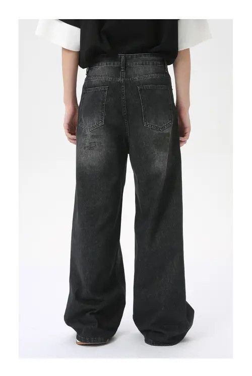 Jean Street fashion dirty dyed straight jeans trendy y2k Size US 32 / EU 48 - 5 Thumbnail