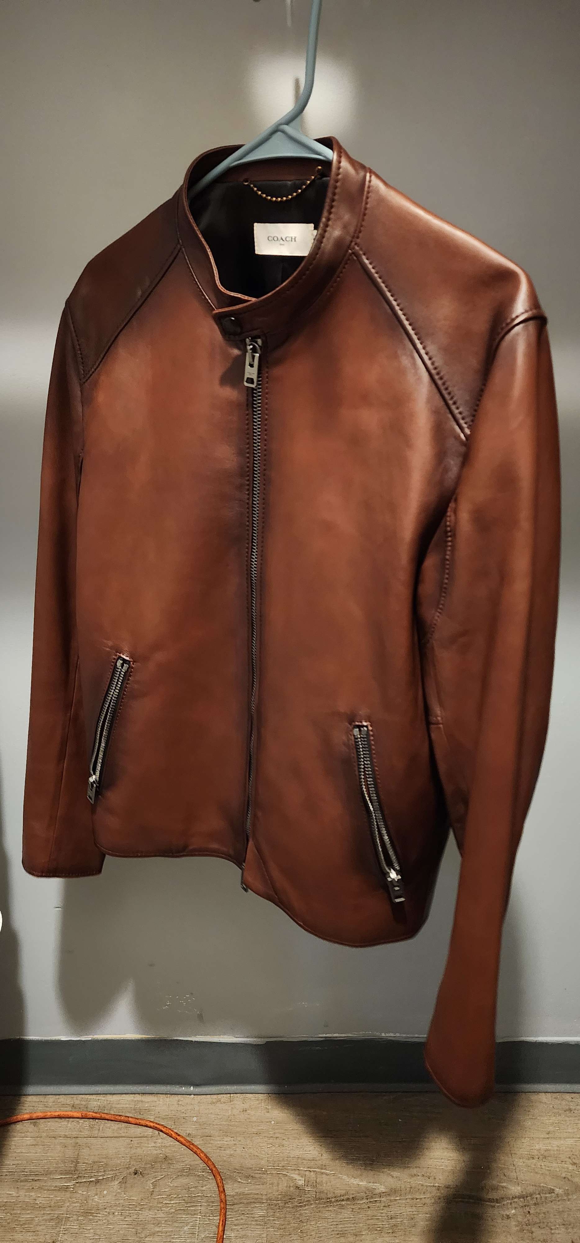 image of 2022 Coach Mens Brown Racer Jacket in Light Brown (Size Medium)