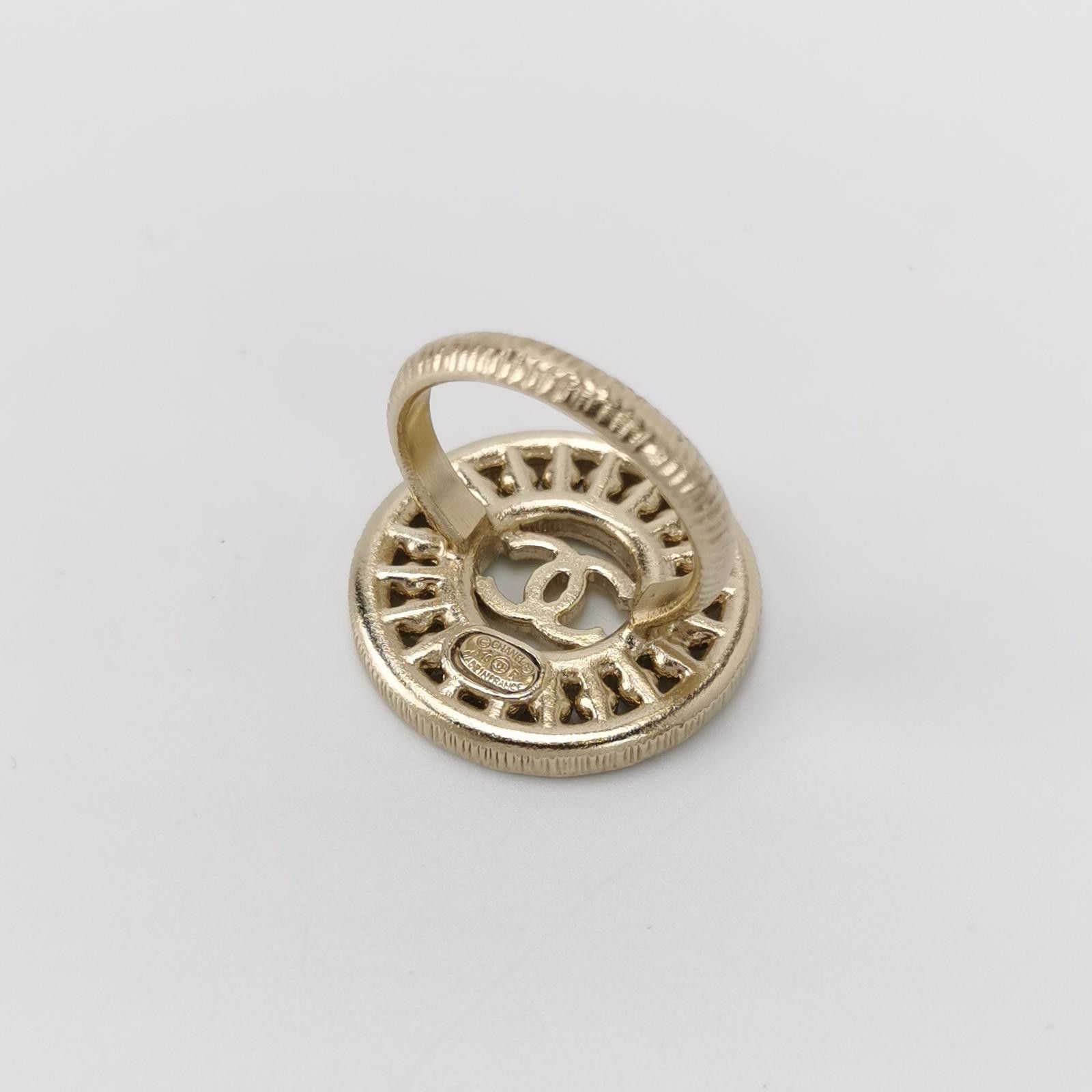 Chanel Chanel Imitation Crystal and Pearl Double C Logo Ring Size Size ONE SIZE - 5 Thumbnail